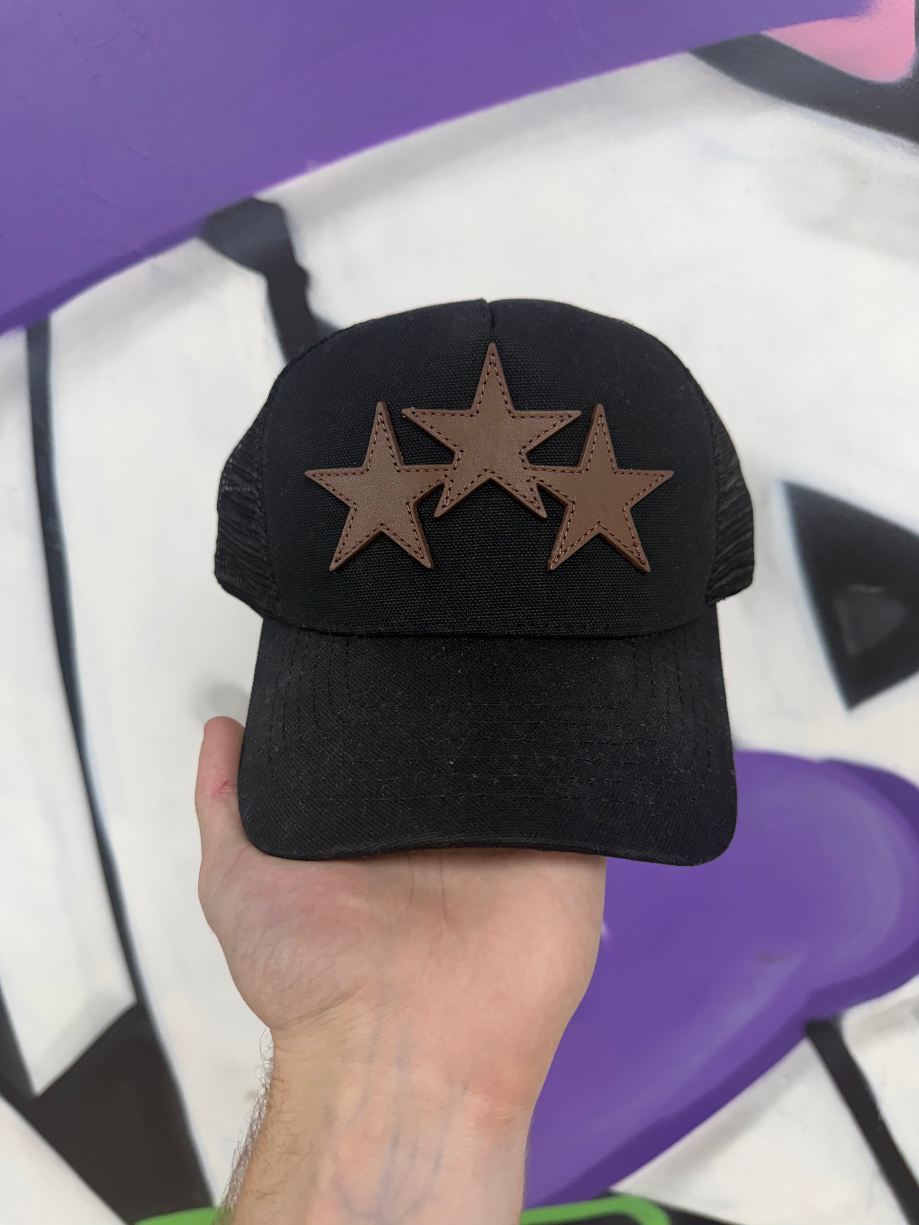 Amiri Black Brown 3 Star Trucker Hat