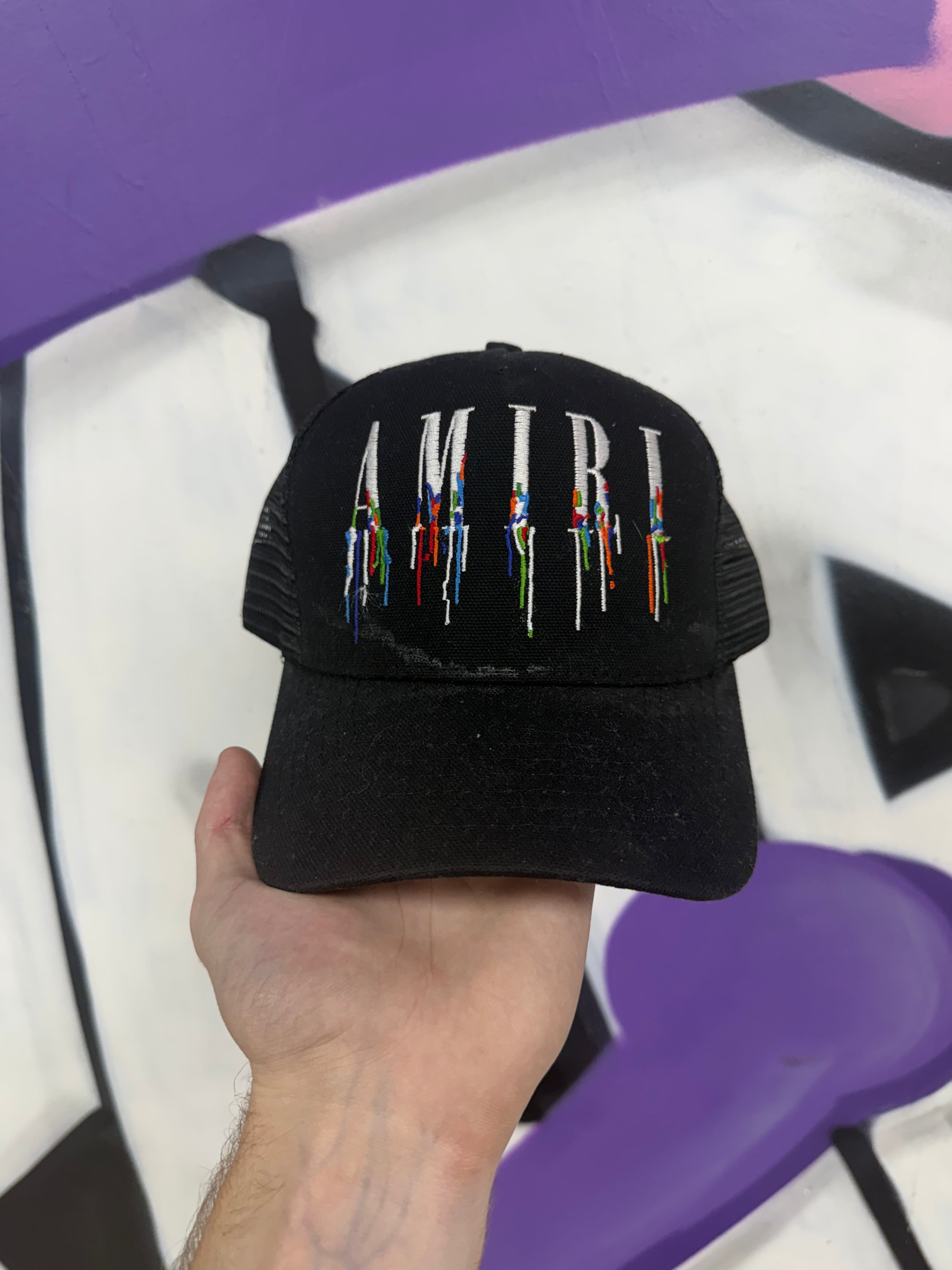 Amiri Black Paint Drip Hat