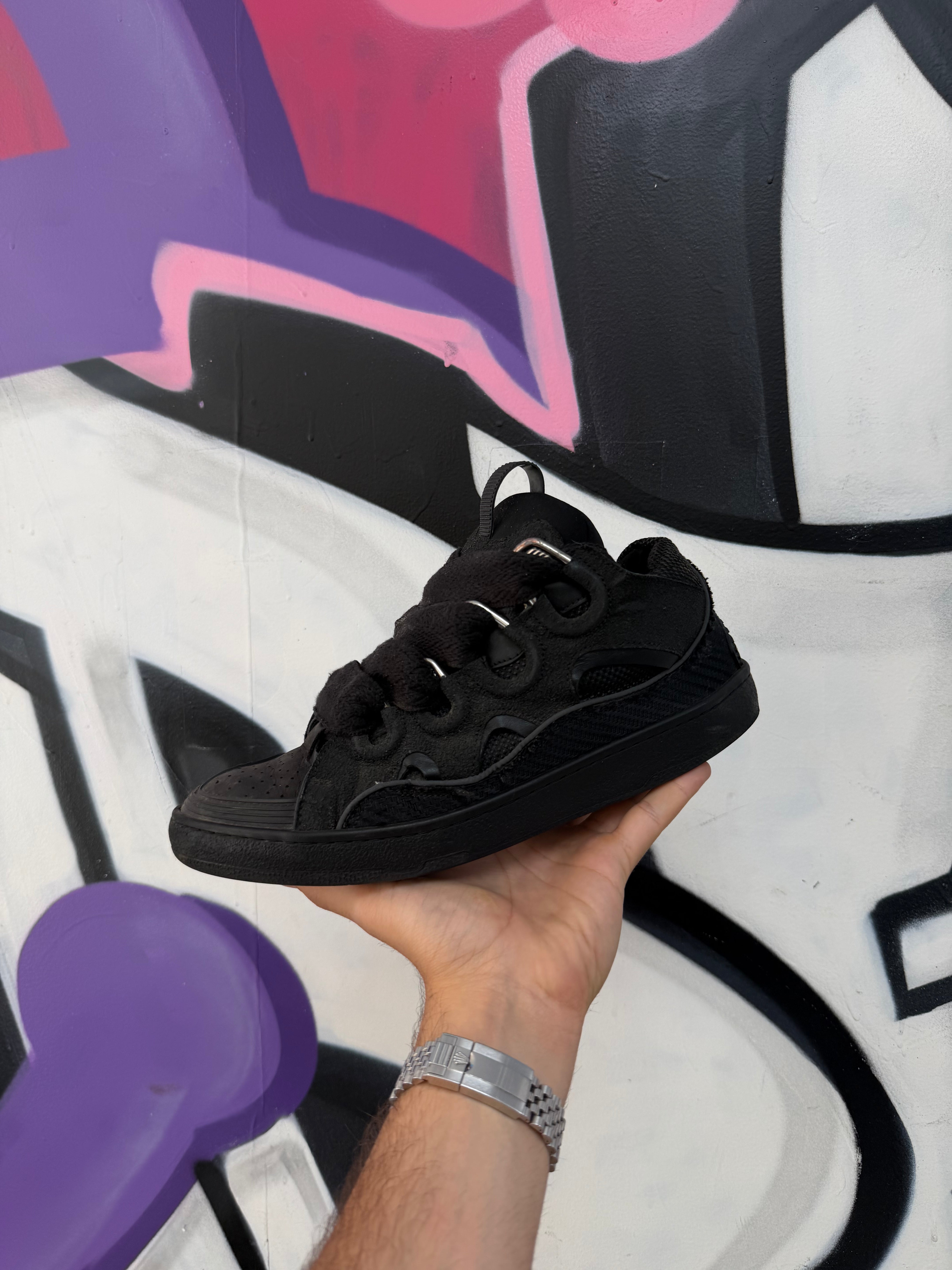 Lanvin Triple Black Curb Sneakers