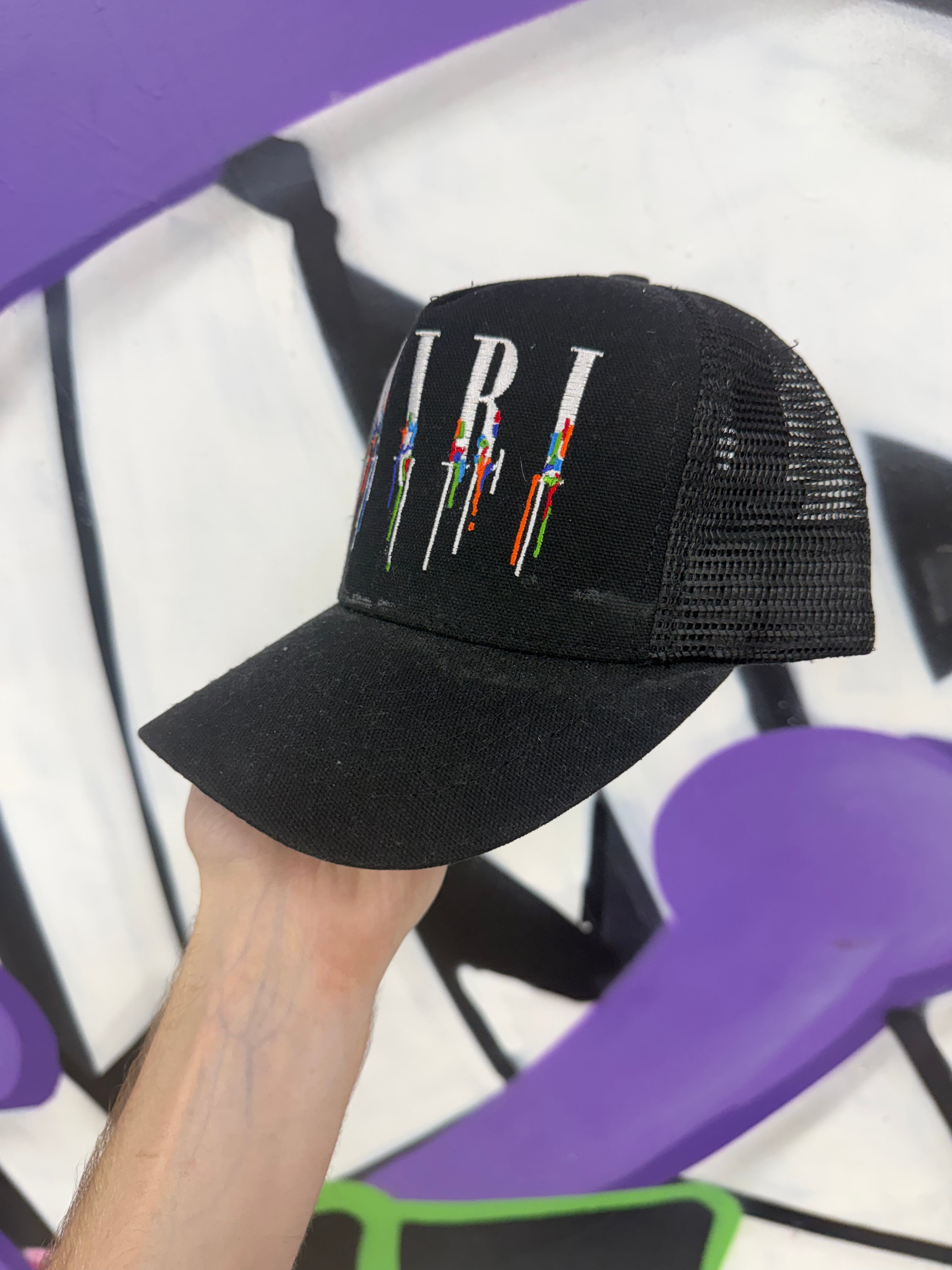 Amiri Black Paint Drip Hat