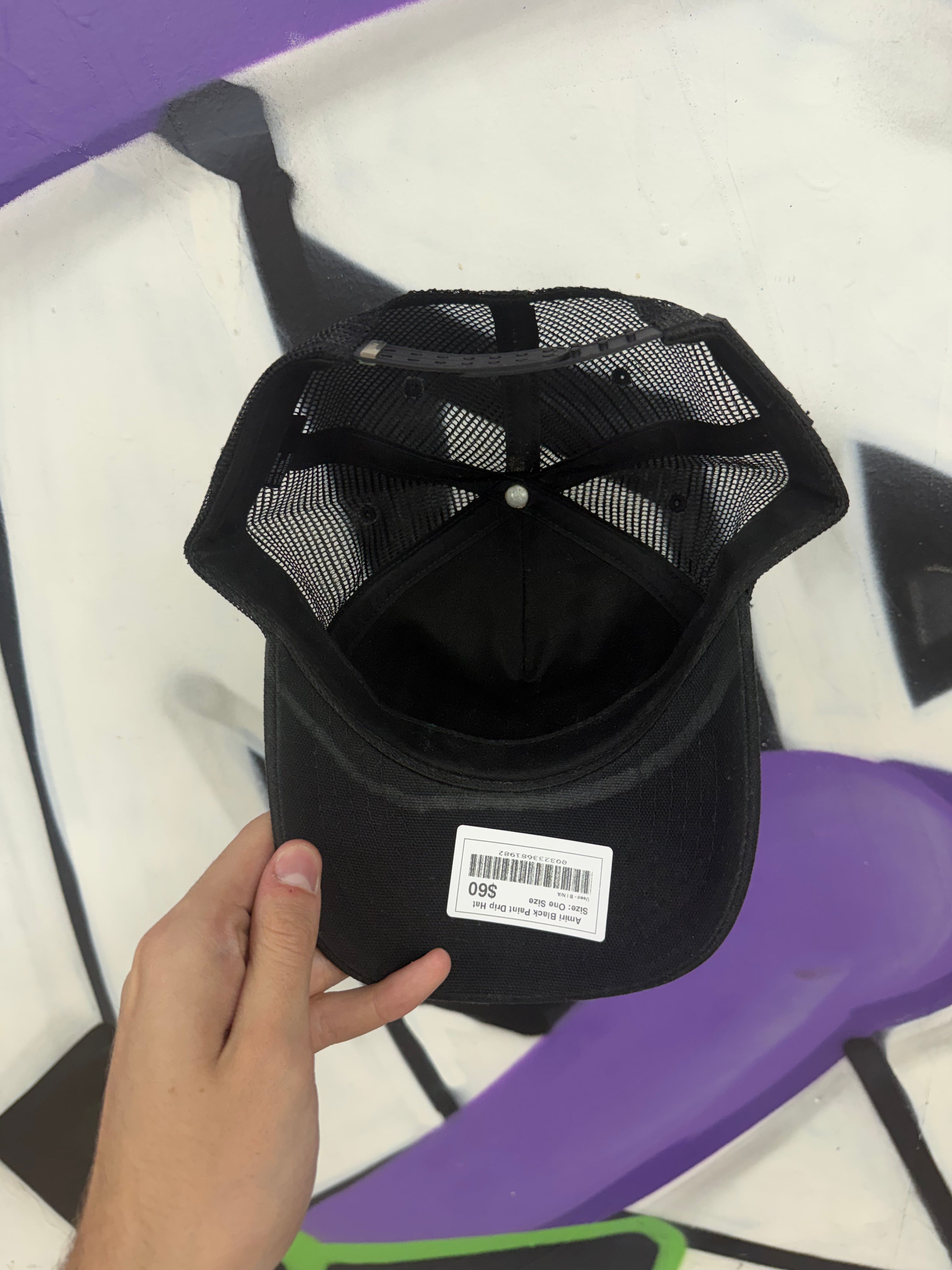 Amiri Black Paint Drip Hat