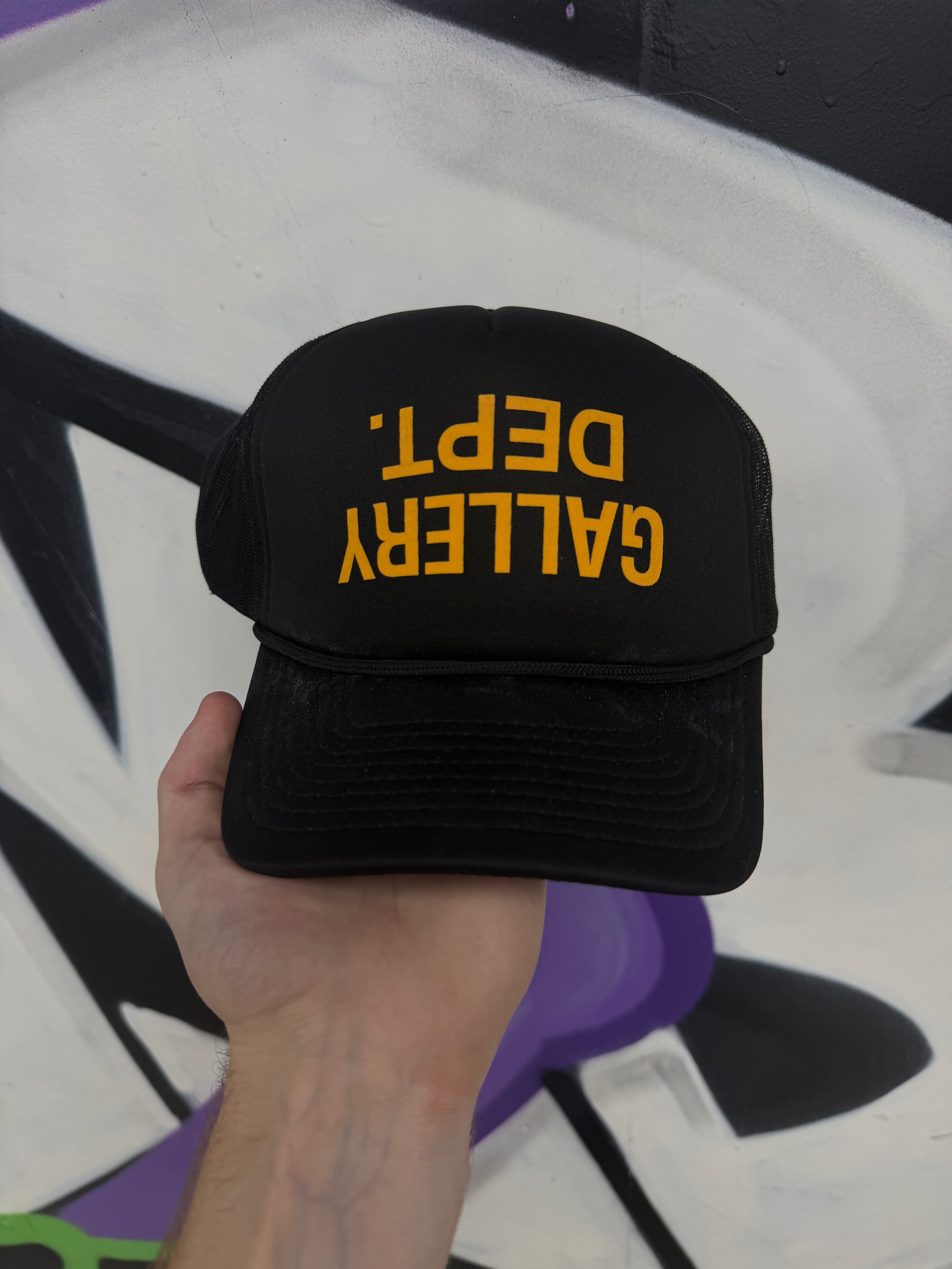 Gallery Dept Black Yellow Trucker Hat
