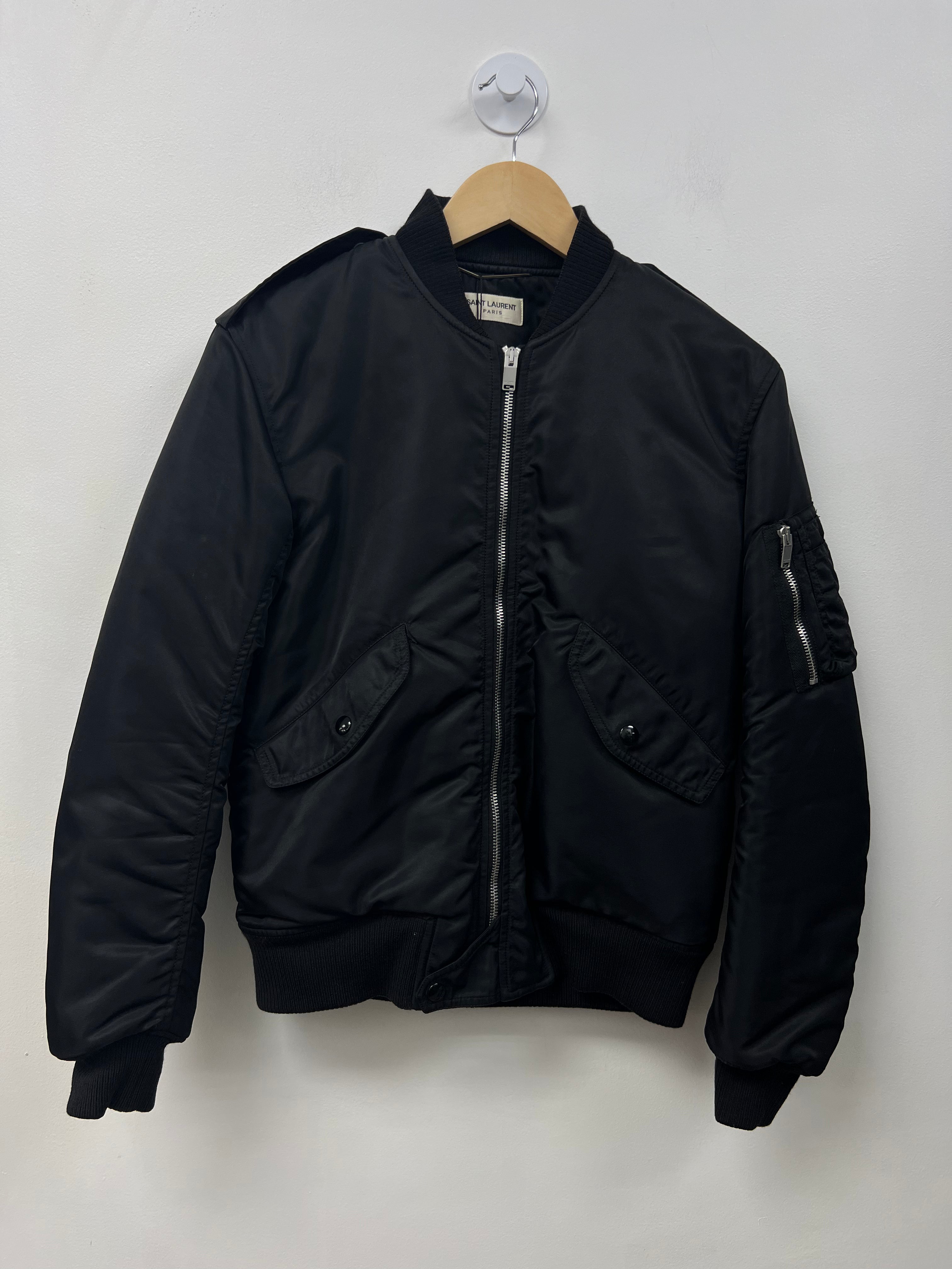 YSL Black Nylon Cropped Bomber Jacket