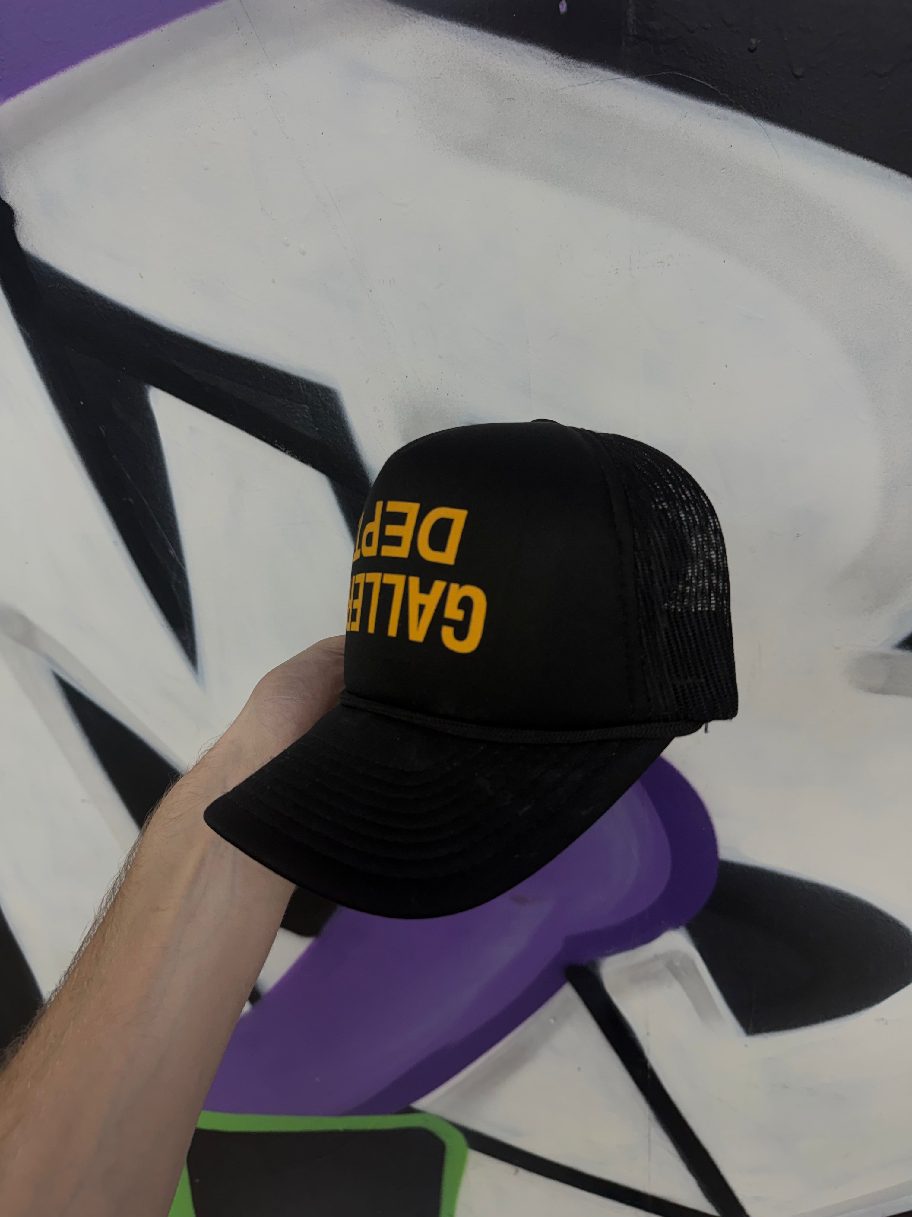 Gallery Dept Black Yellow Trucker Hat