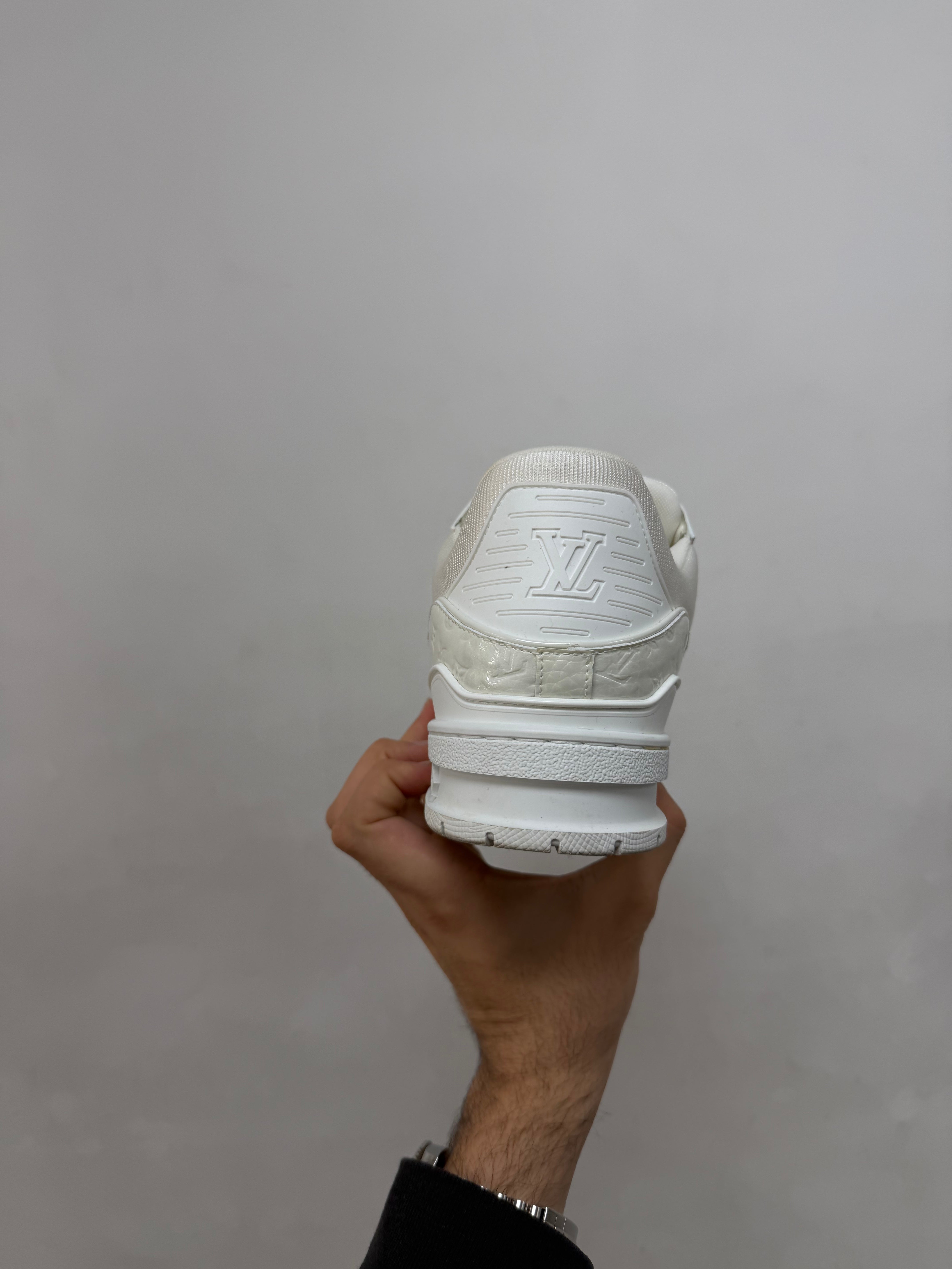 Louis Vuitton White Patent Leather Embossed Monogram Sneakers