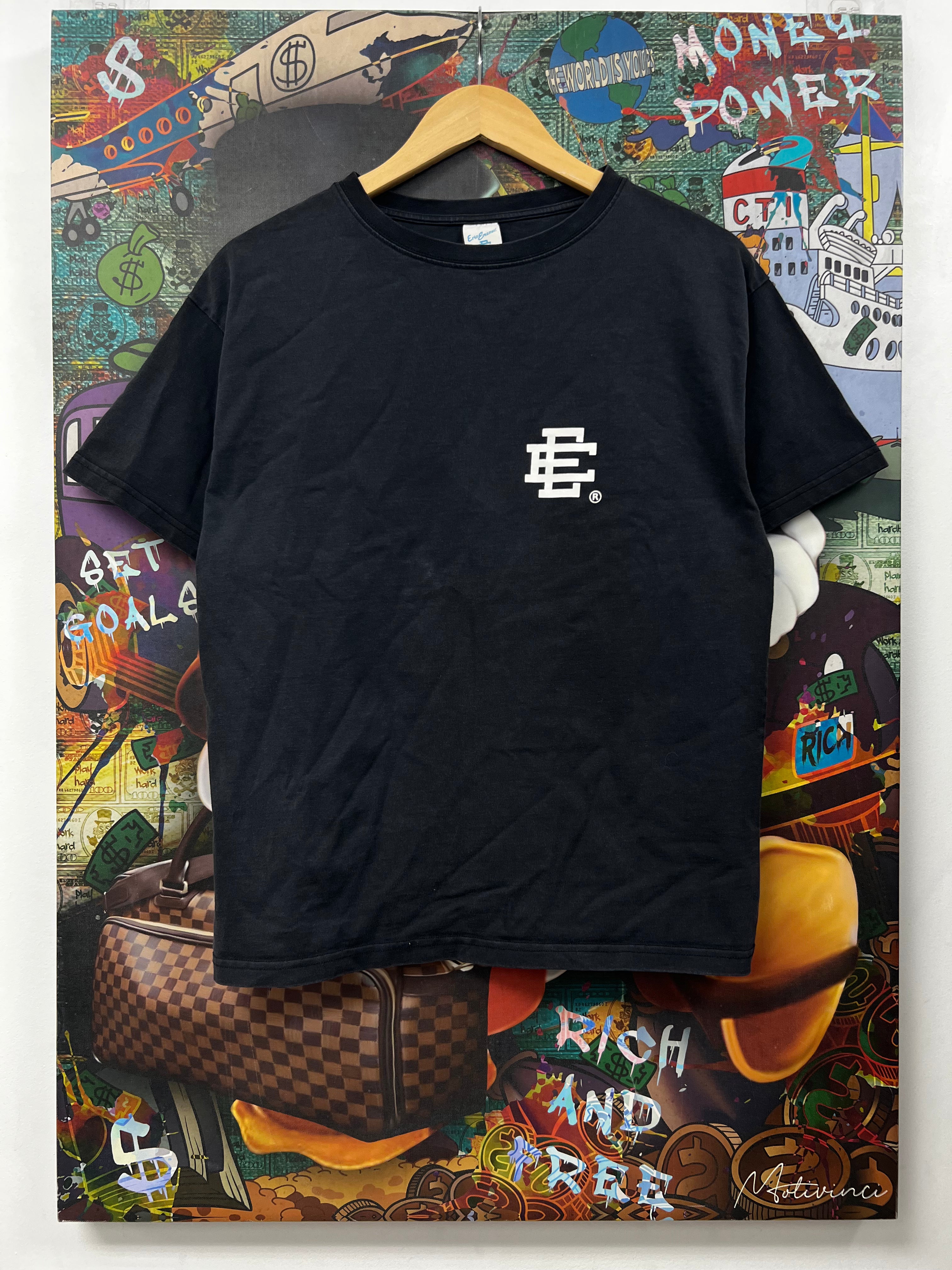Eric Emanuel Black Wash White Logo Tee