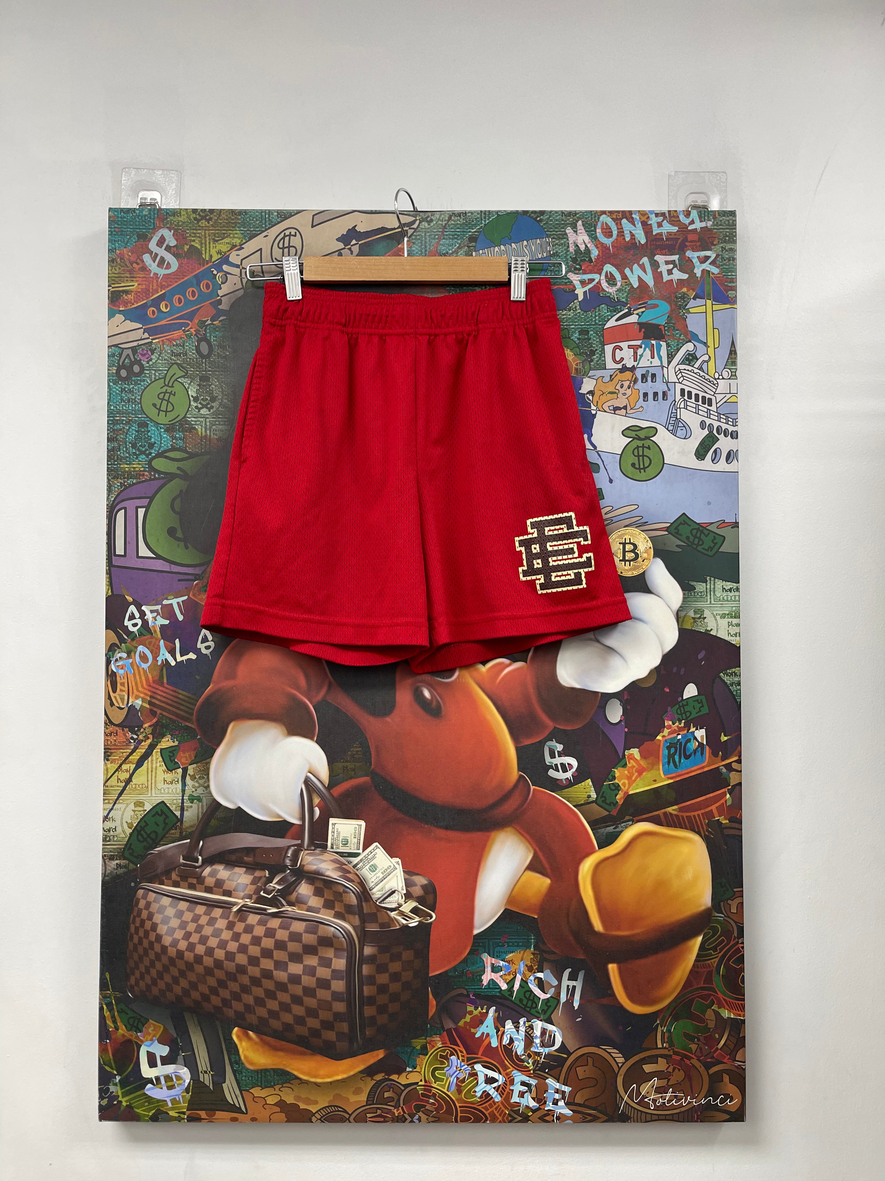 Eric Emanuel Red Cream Brown Shorts