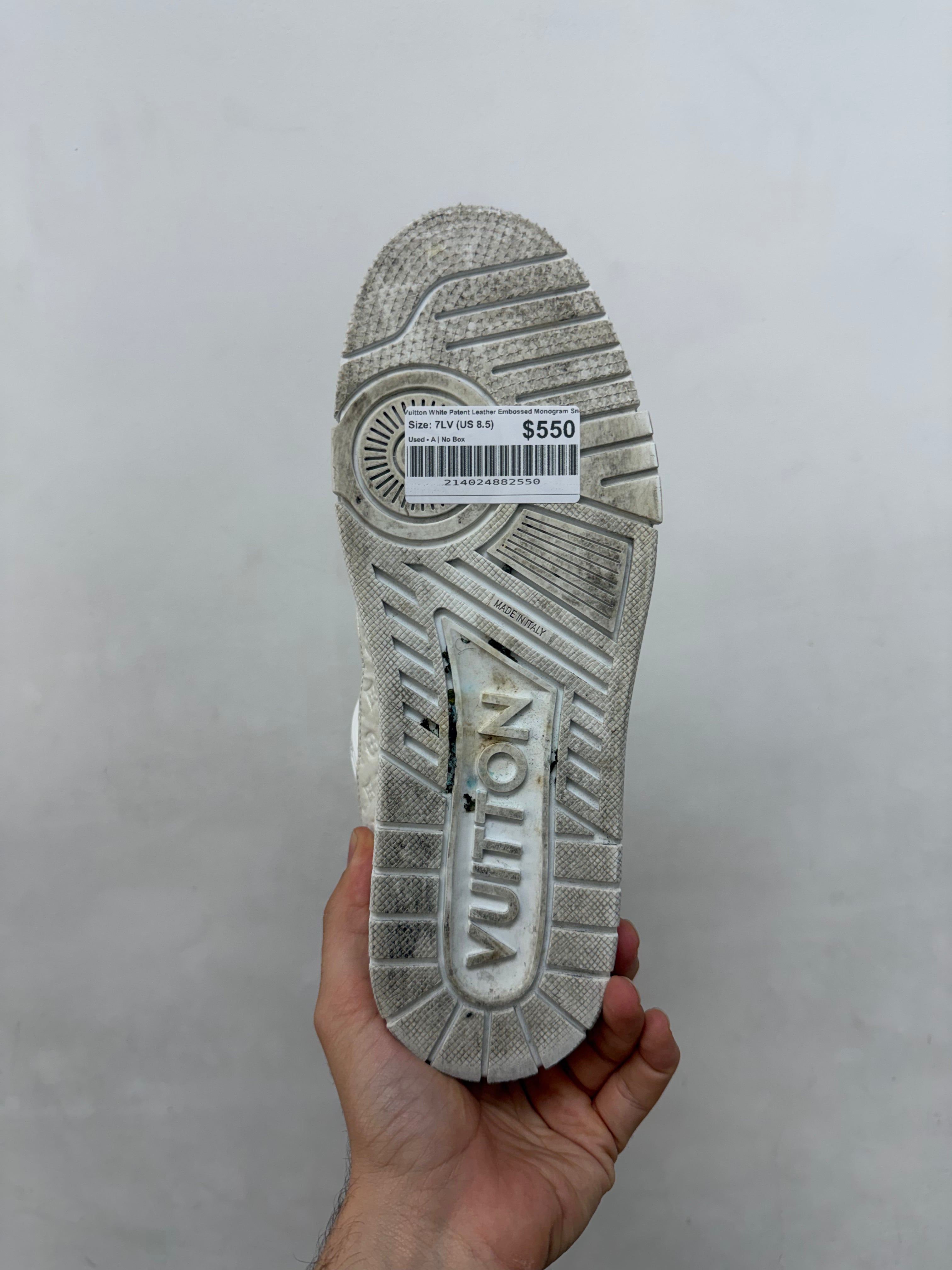 Louis Vuitton White Patent Leather Embossed Monogram Sneakers
