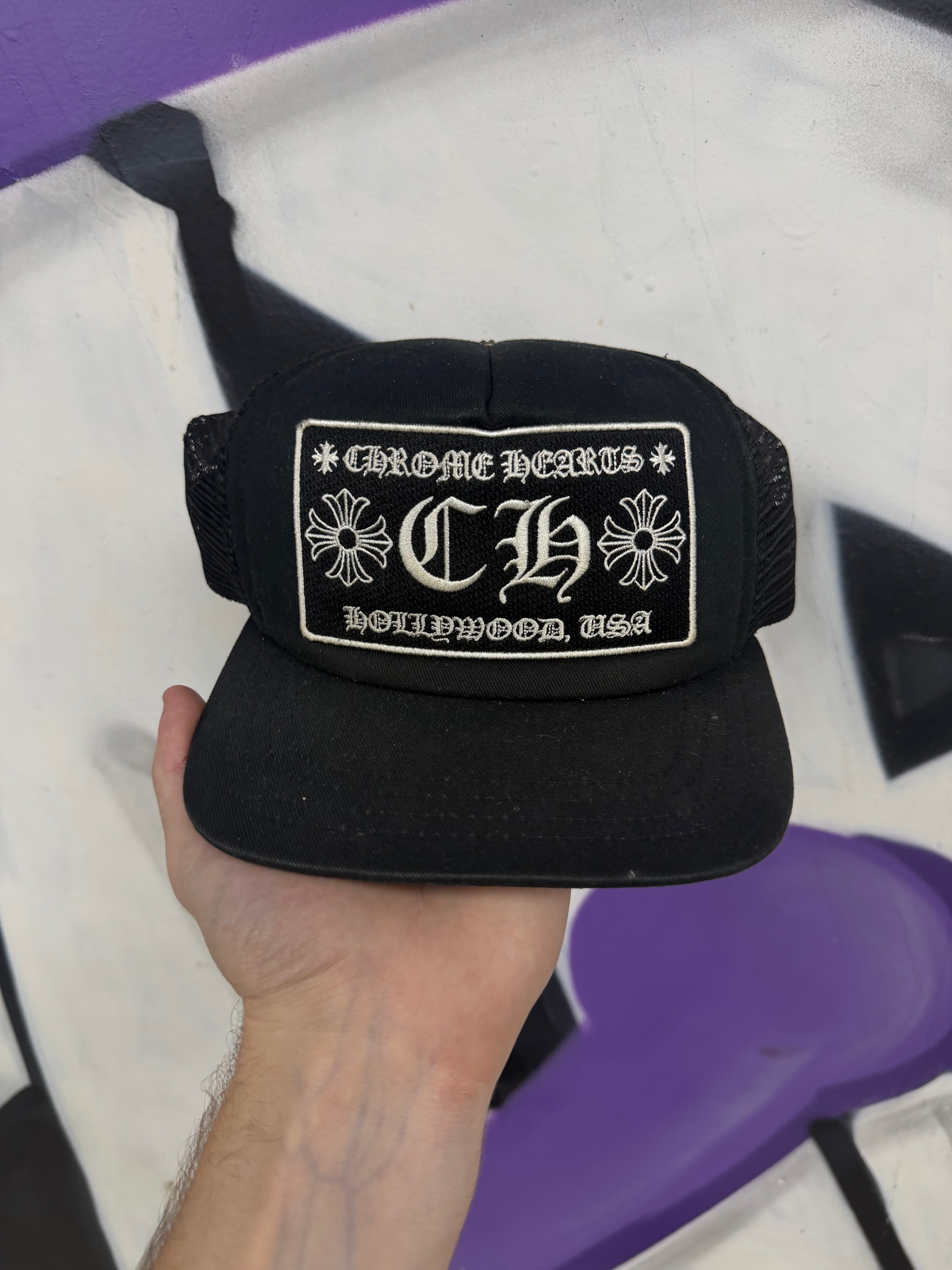 Chrome Hearts Black CH Hollywood Hat