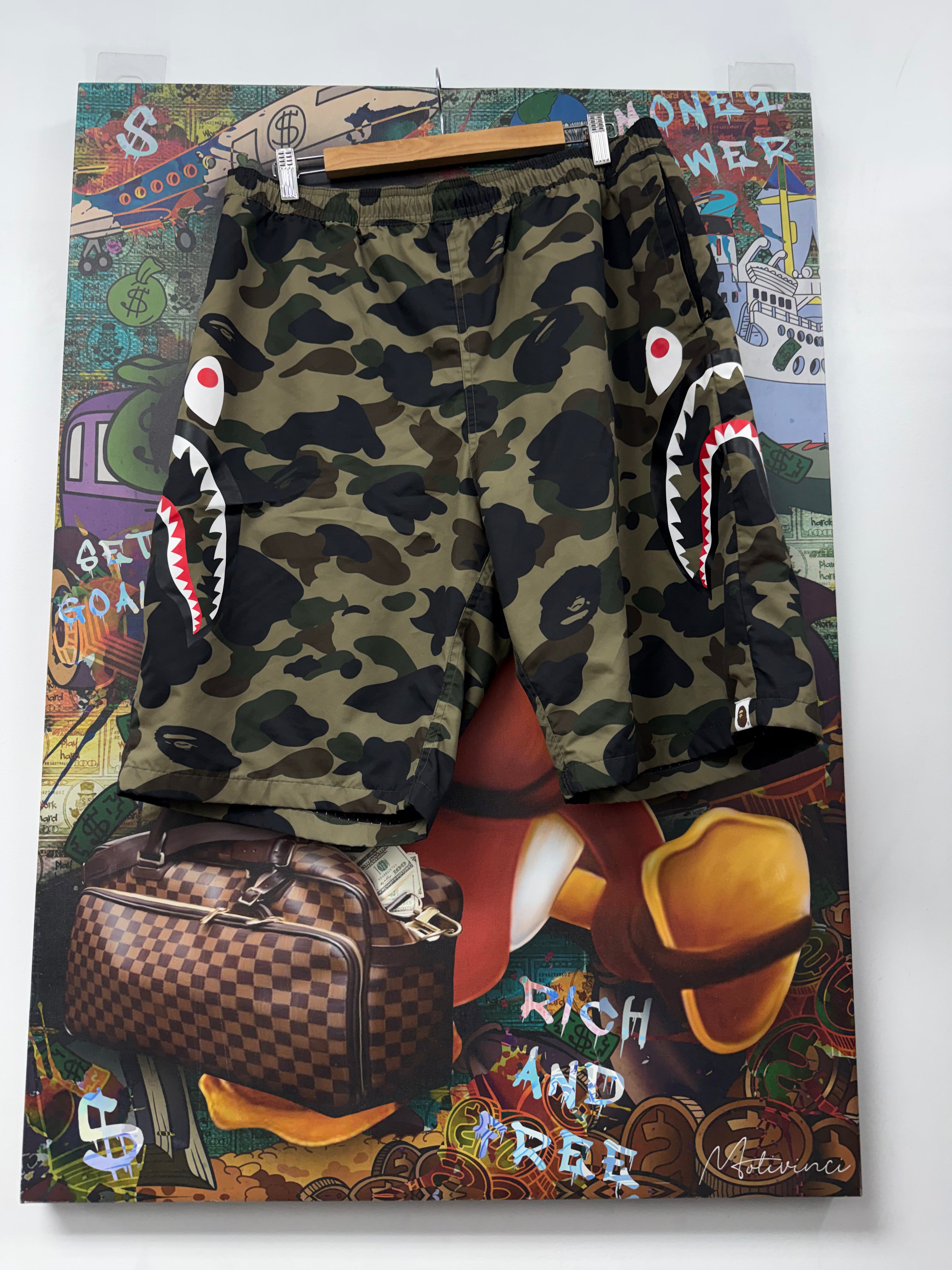 Bape Forrest Camo Shark Swim Trunks