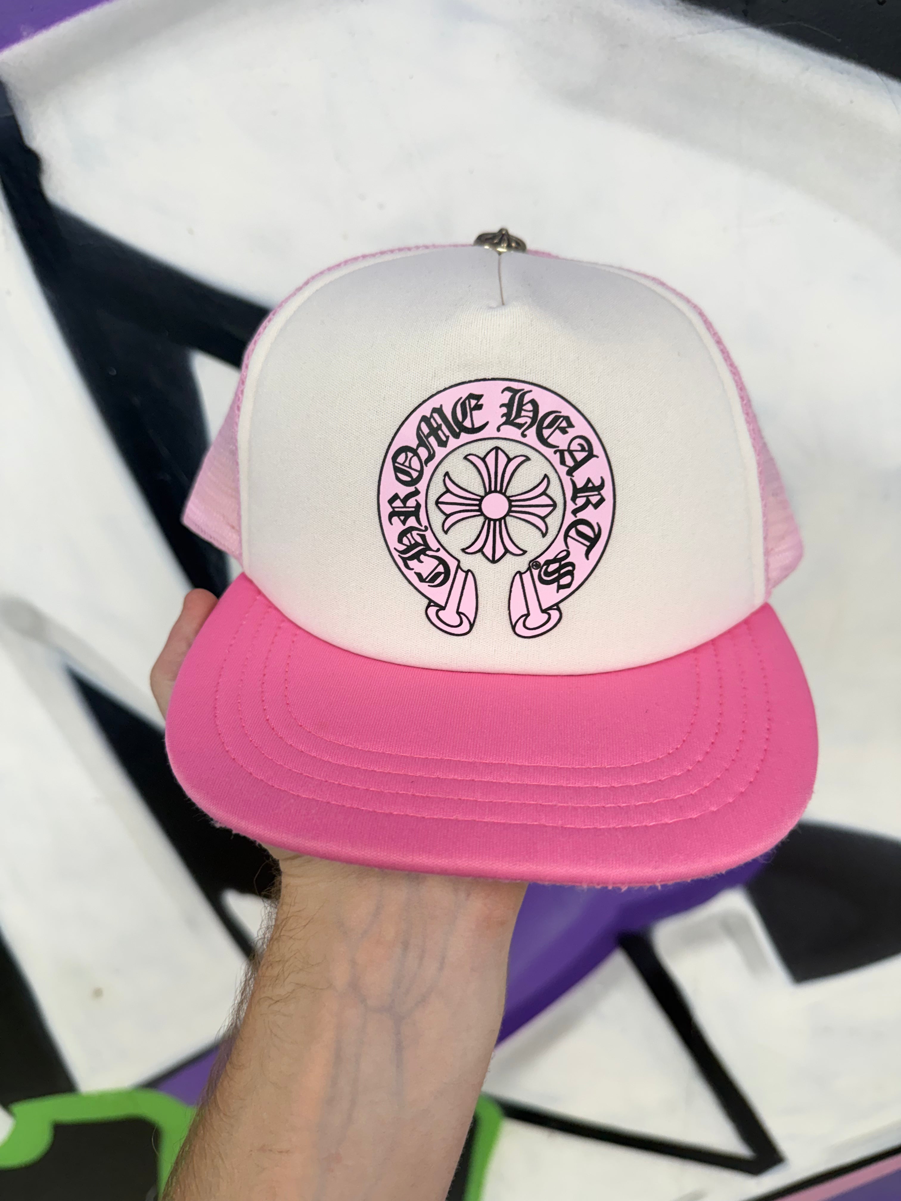 Chrome  Hearts Pink Horseshoe Trucker Hat