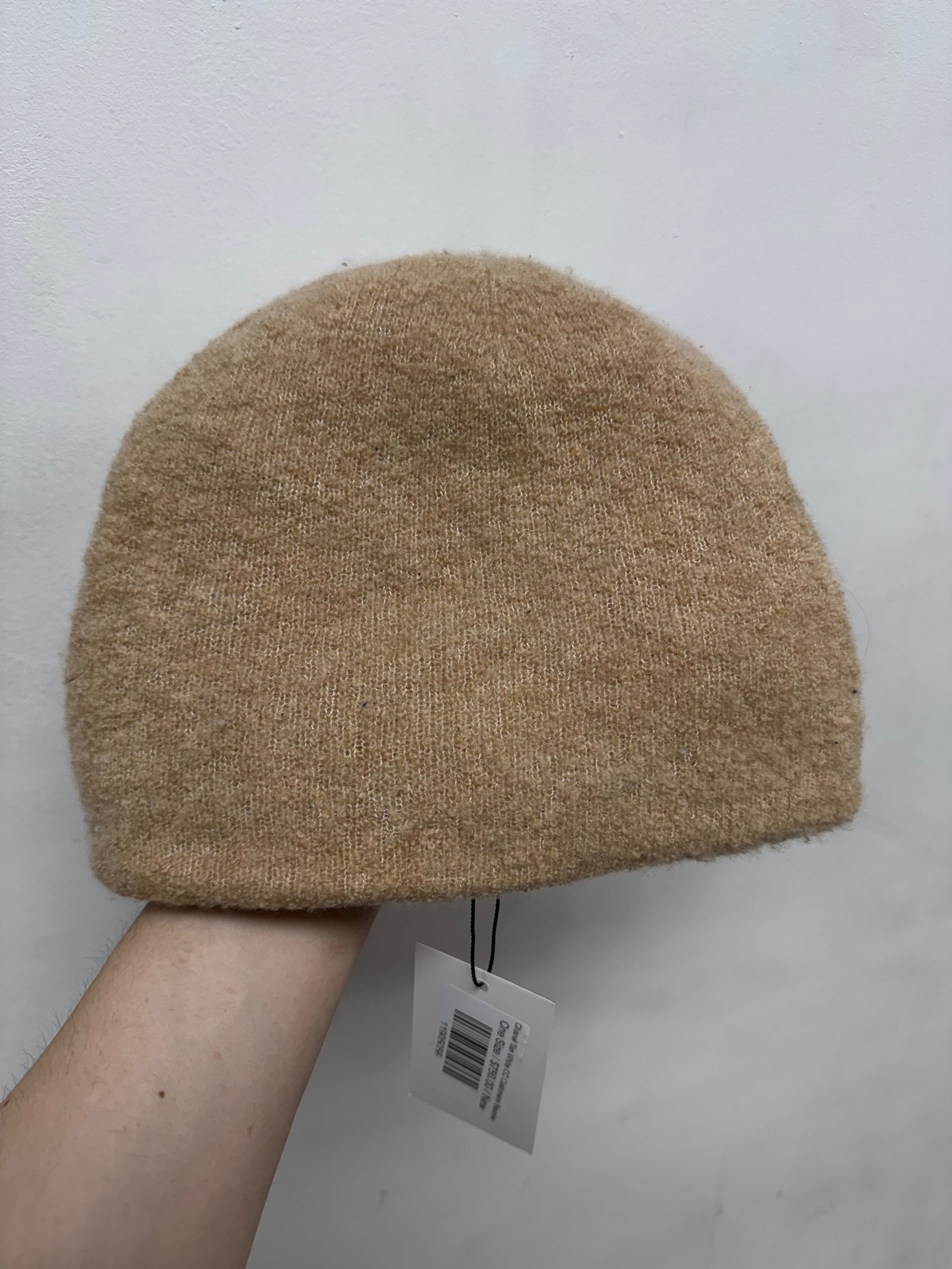 Chanel Tan White CC Cashmere Beanie