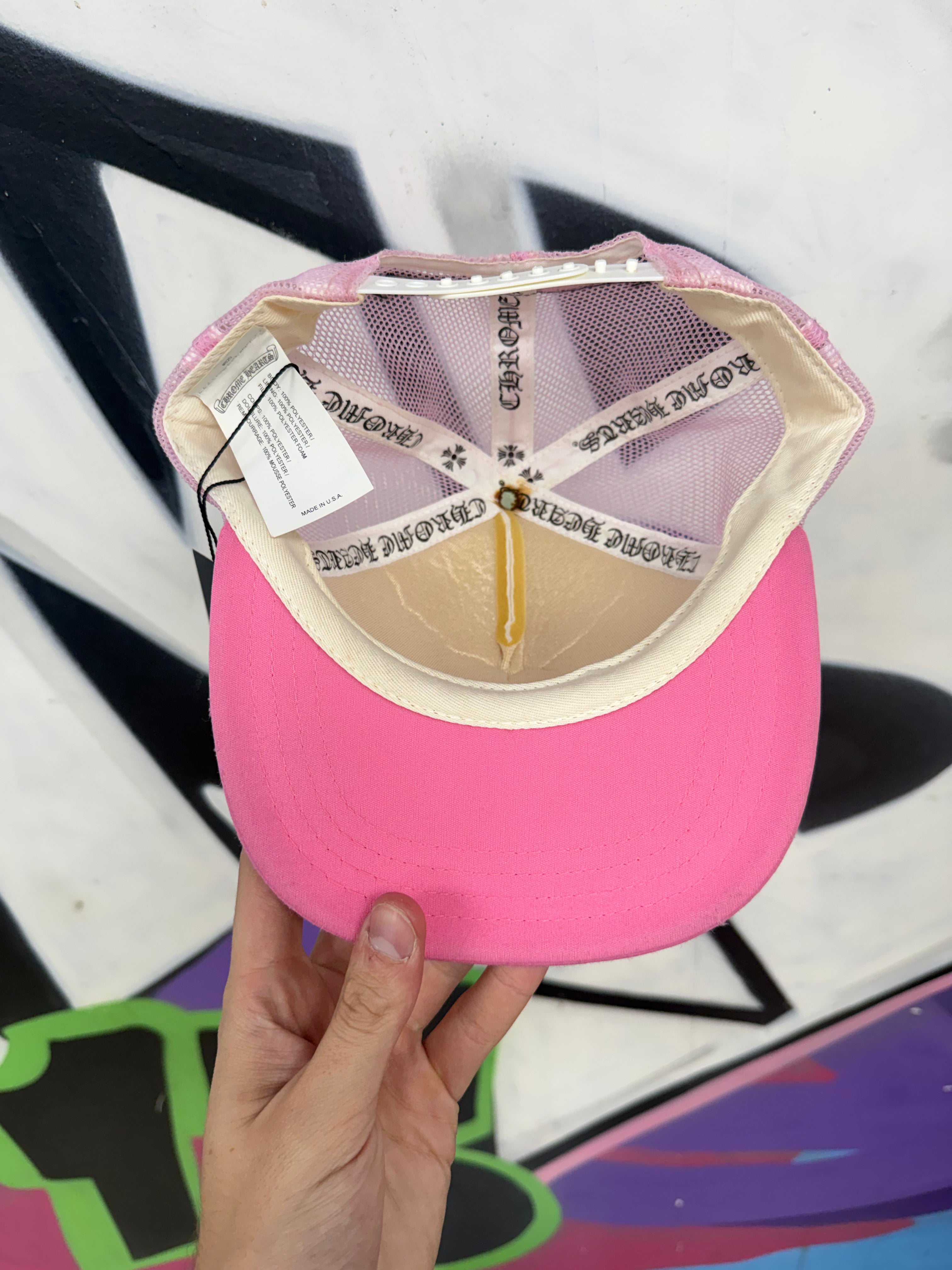 Chrome  Hearts Pink Horseshoe Trucker Hat