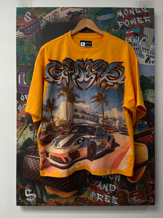 Godspeed Car Meet Miami Yellow Tee New With Tags