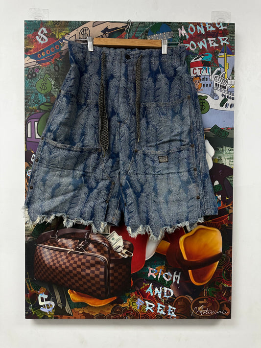 Kapital Feather Duster Shorts Light Wash Used XL N/A