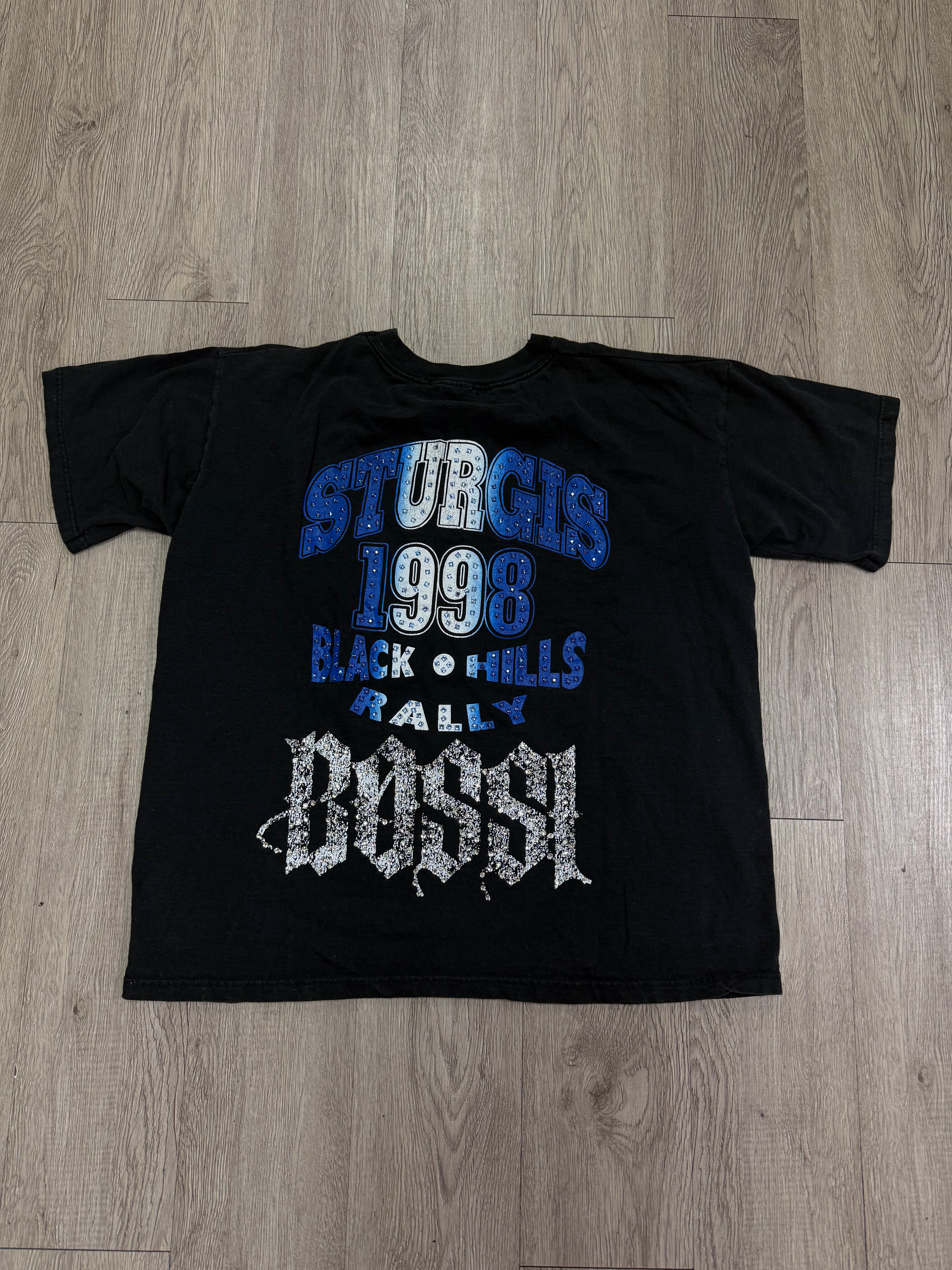 Bossi Black Blue Sturgis Rhinestone Tee