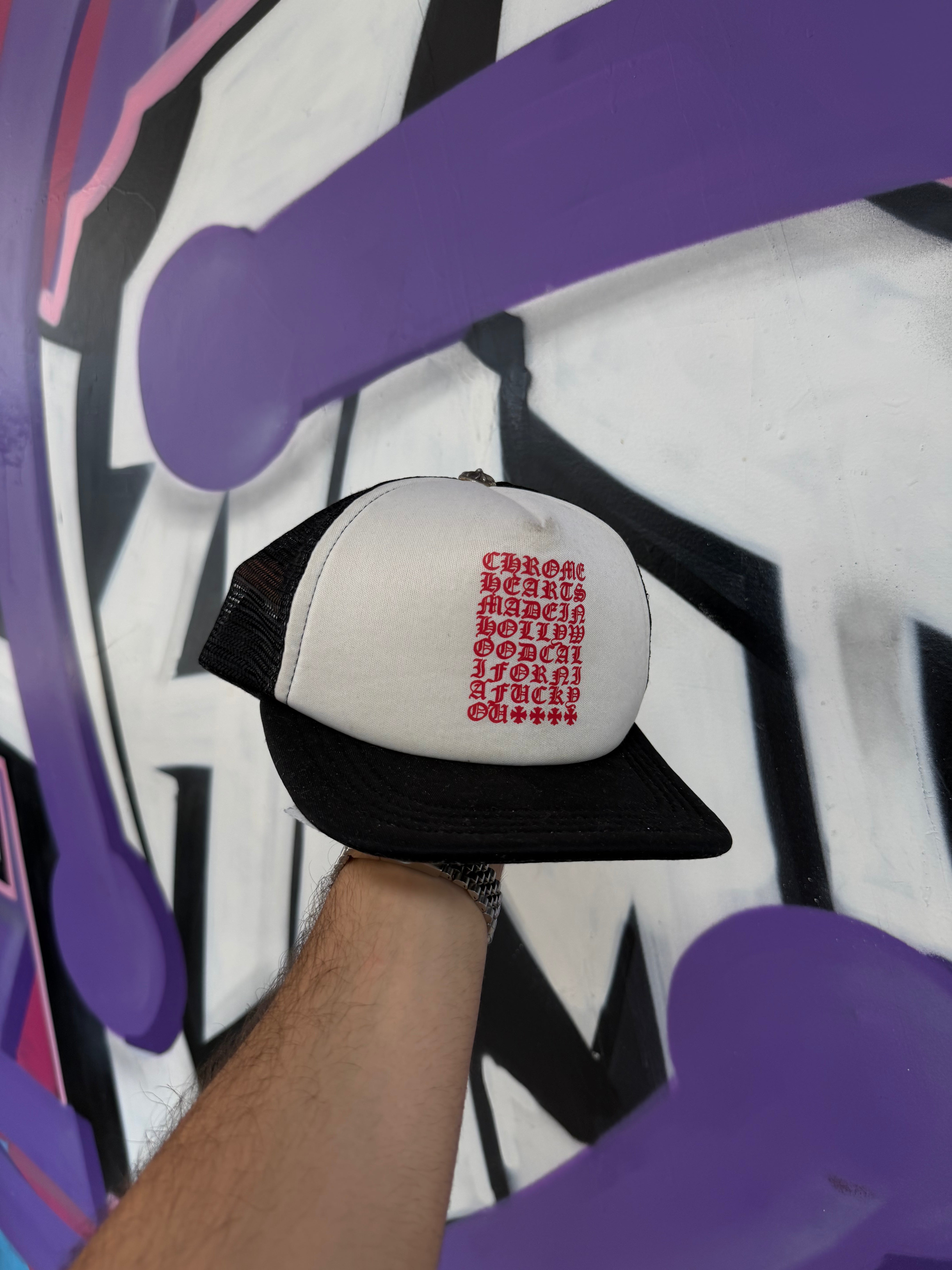 Chrome  Hearts Black Red White Eye Chart Hat