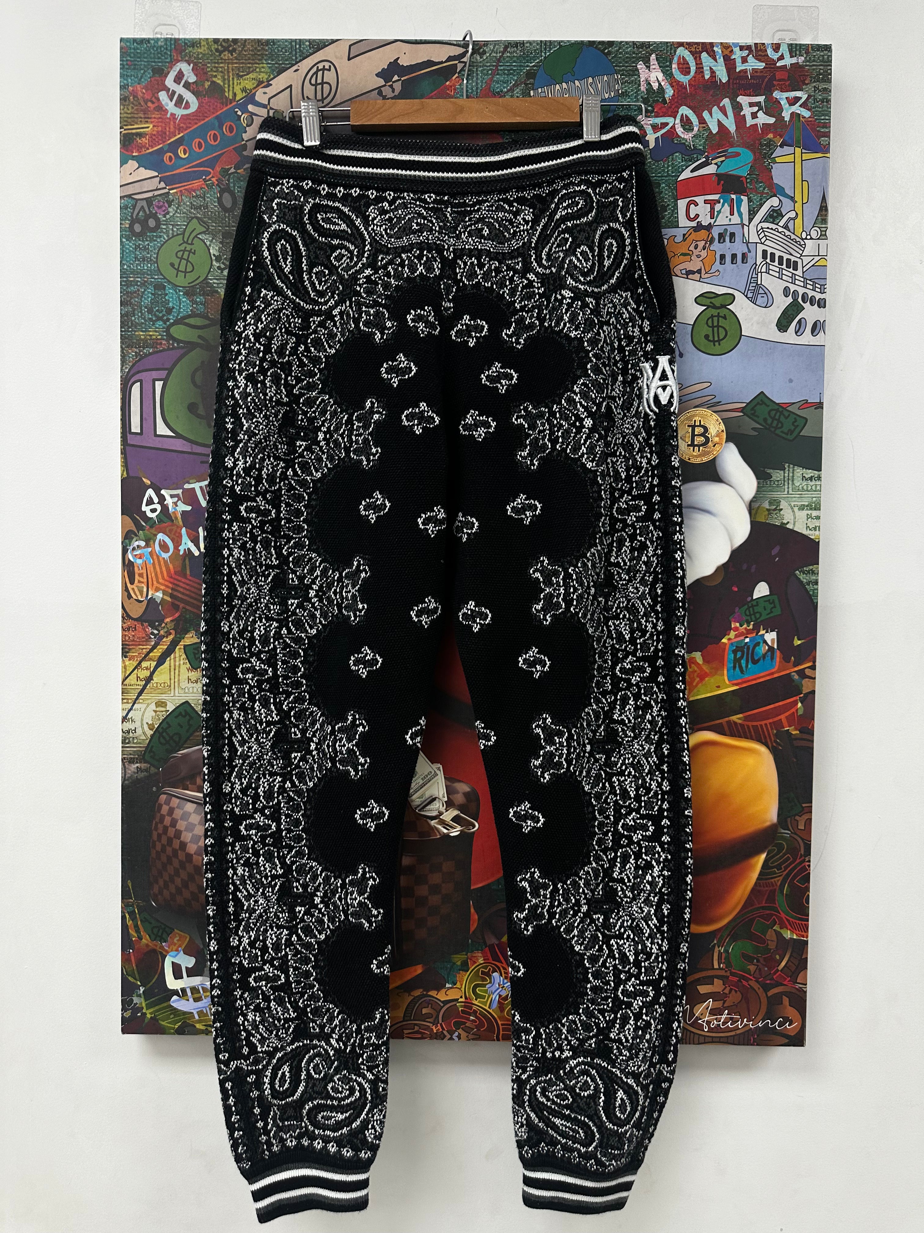 Amiri Knit Paisley Sweats Black  Used Small