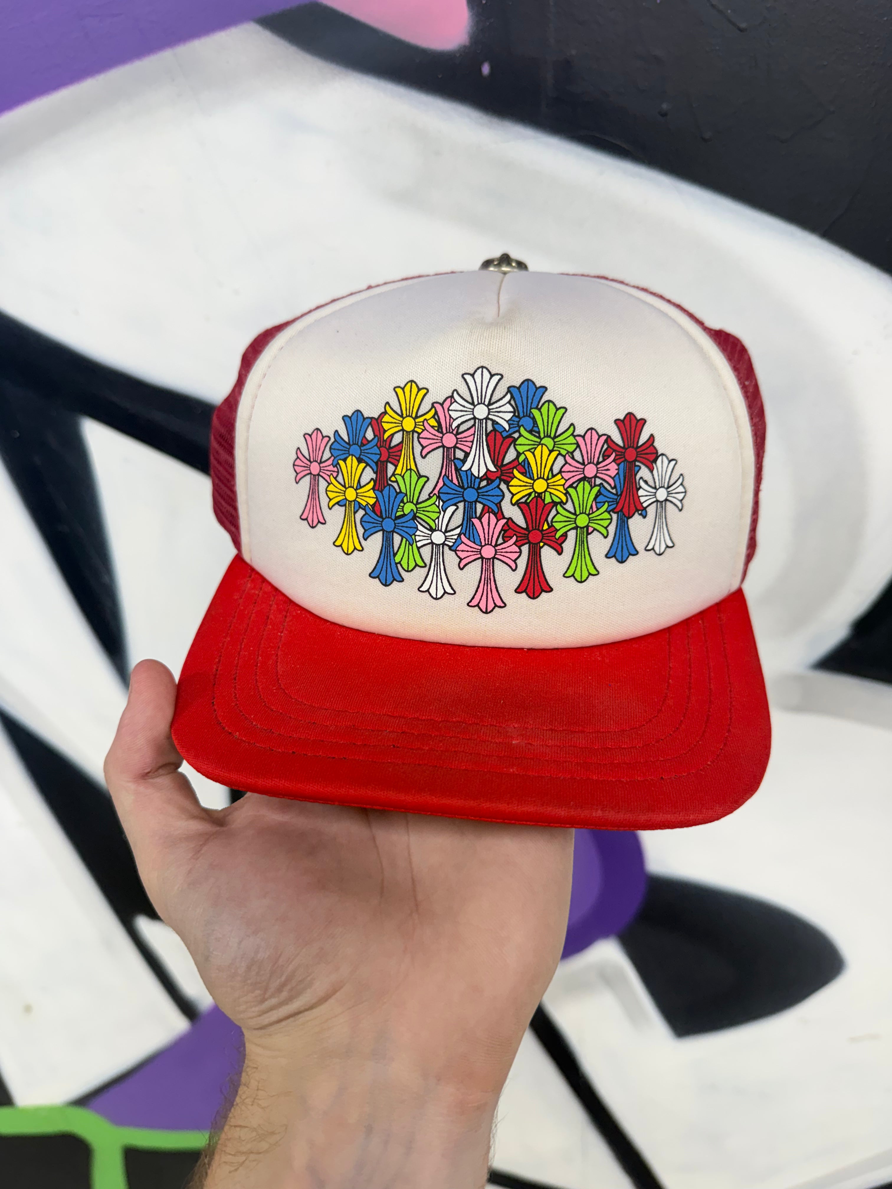 Chrome Hearts Red Multi Cross Trucker Hat
