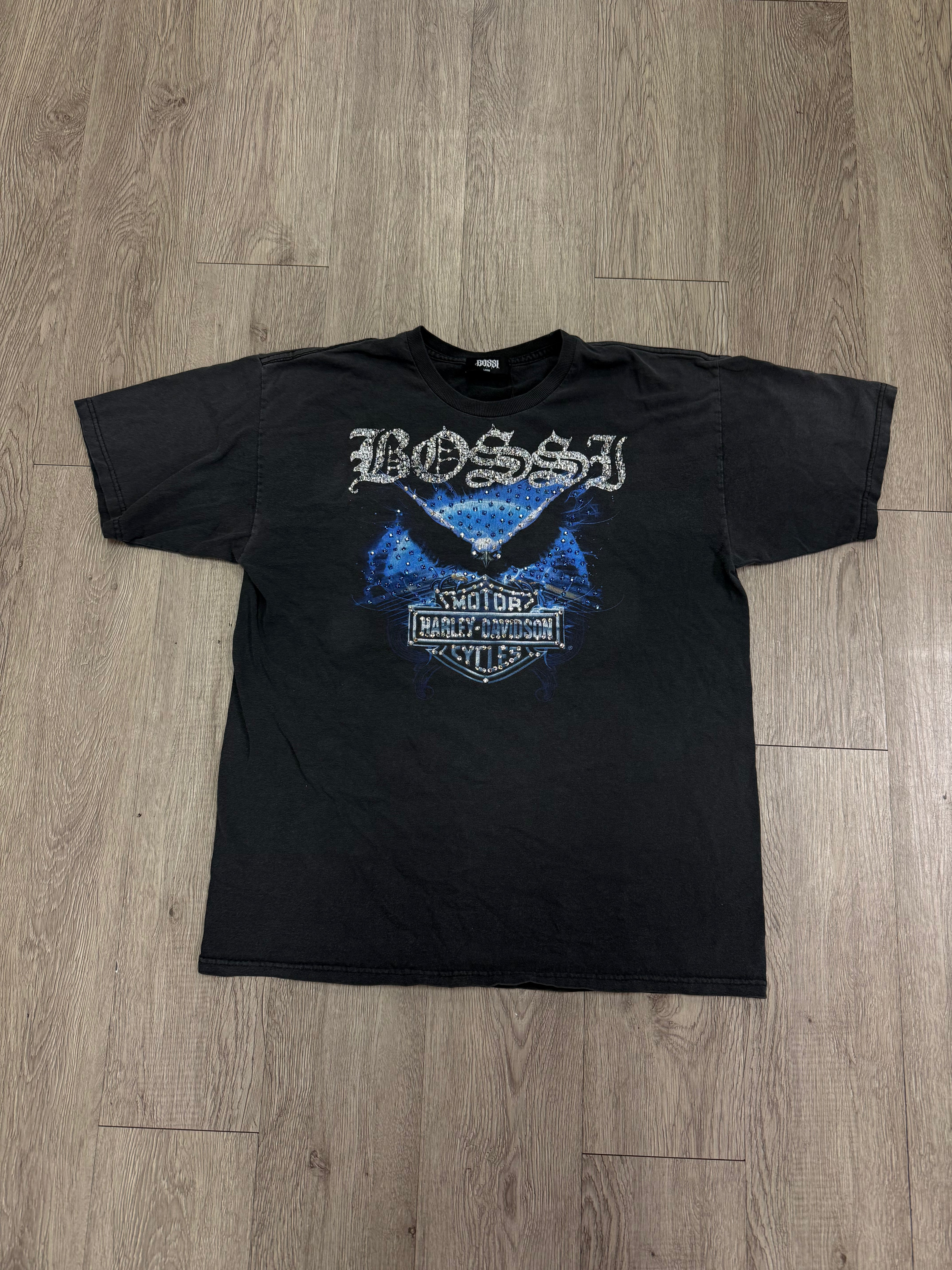 Bossi Harley Davidson Blue Rhinestone Tee