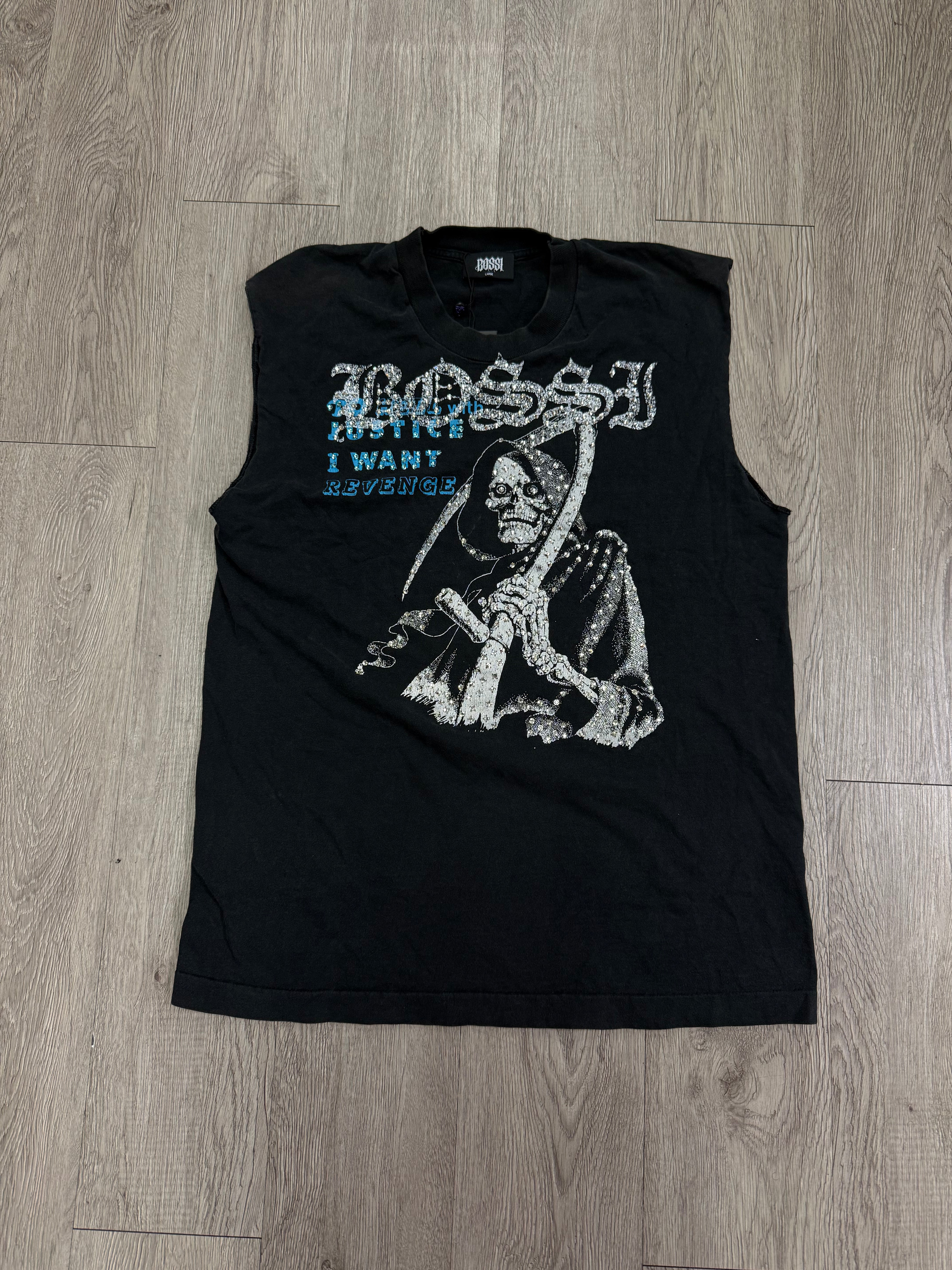 Bossi I Want Revenge Rhinestone Sleeveless Tee