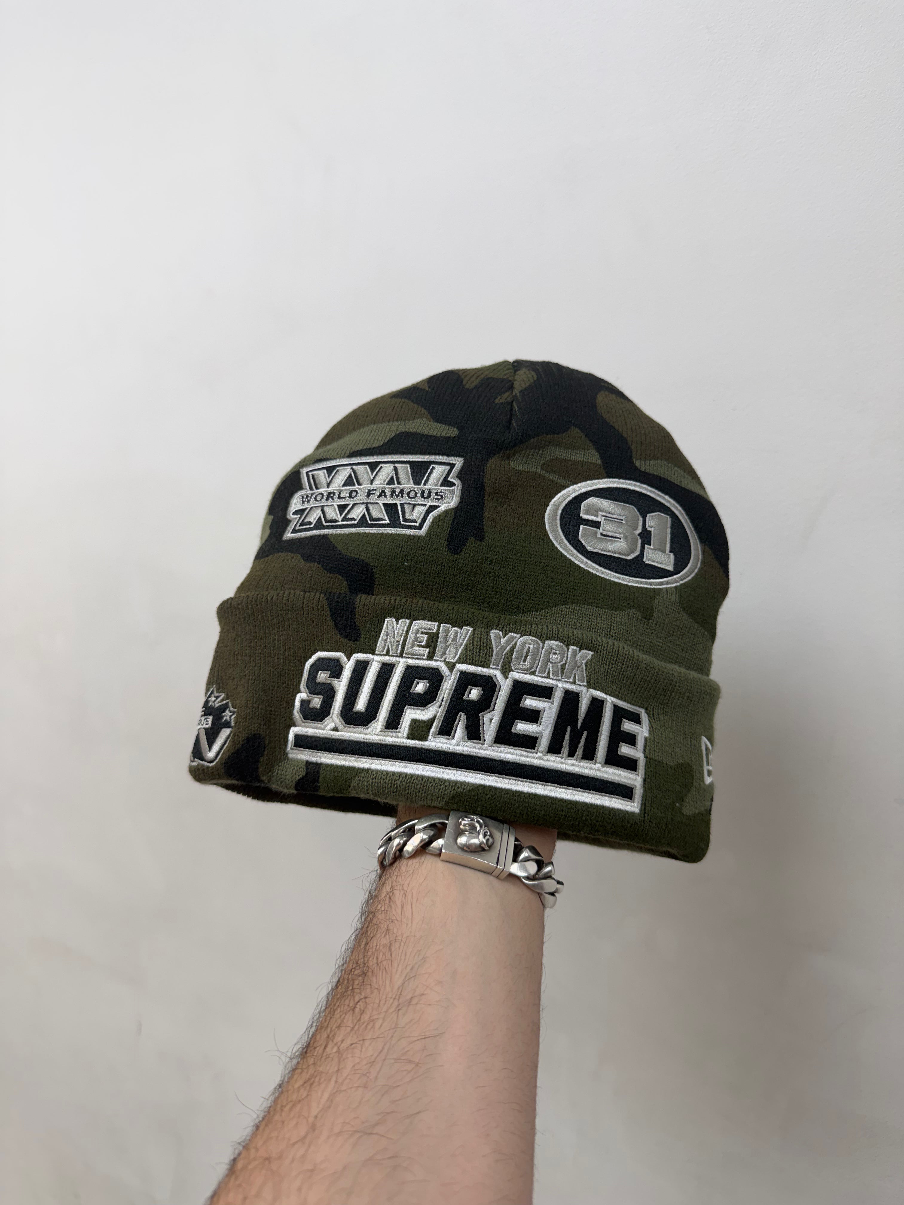 Supreme New Era Football Woodland Camo Beanie