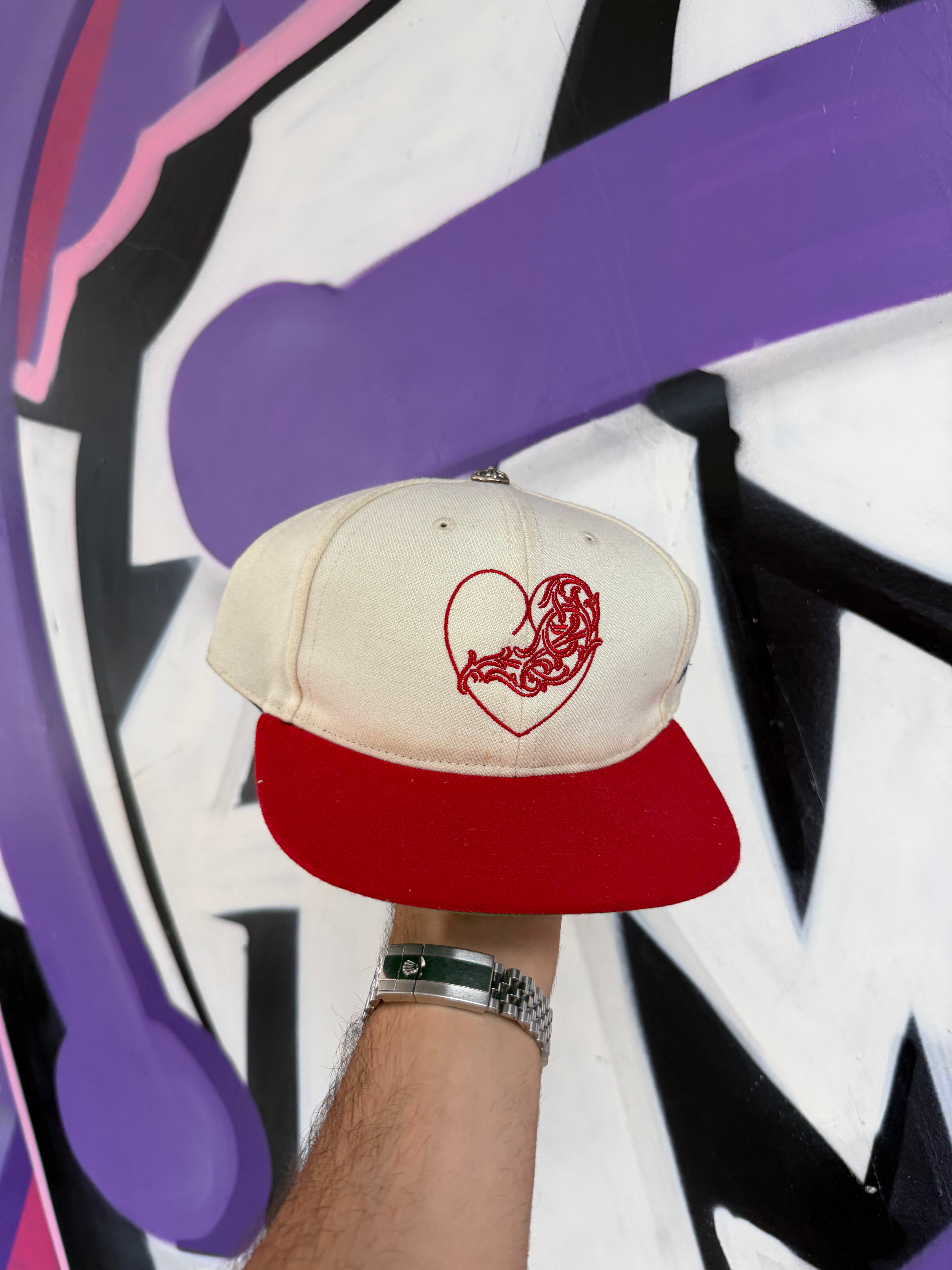 Chrome  Hearts Cream Red Love You Fitted Hat