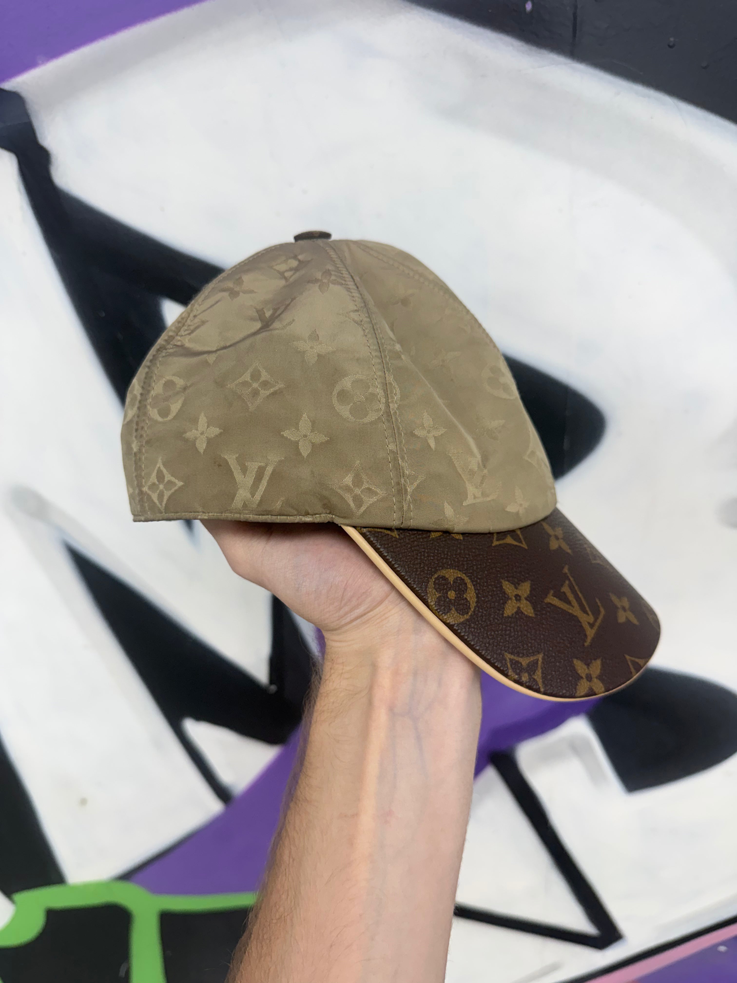Louis Vuitton Brown Tan Monogram Nylon Leather Hat