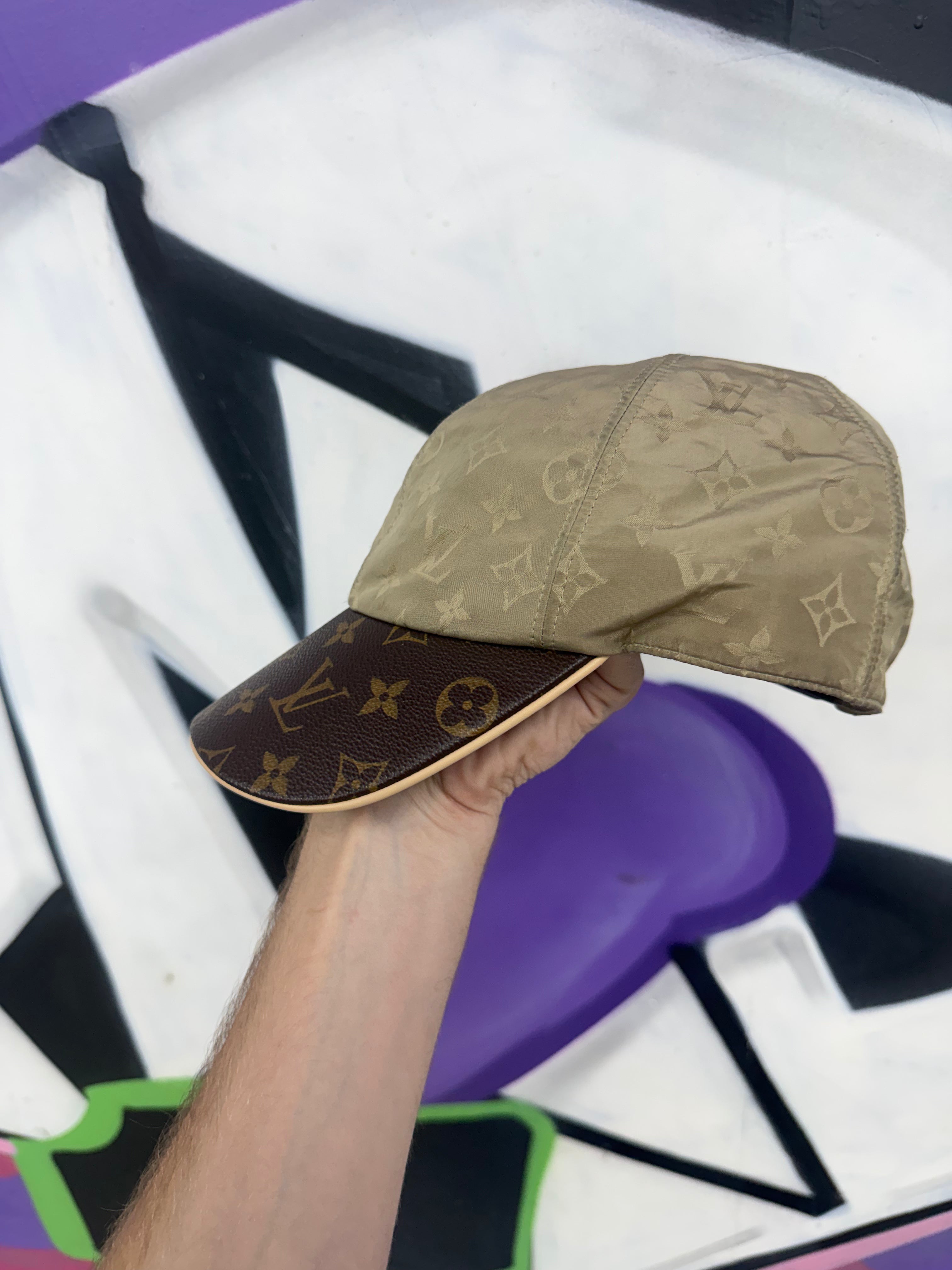 Louis Vuitton Brown Tan Monogram Nylon Leather Hat