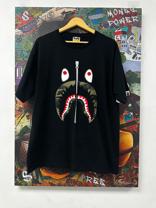 BAPE Shark Zip Tee Black Used XXL