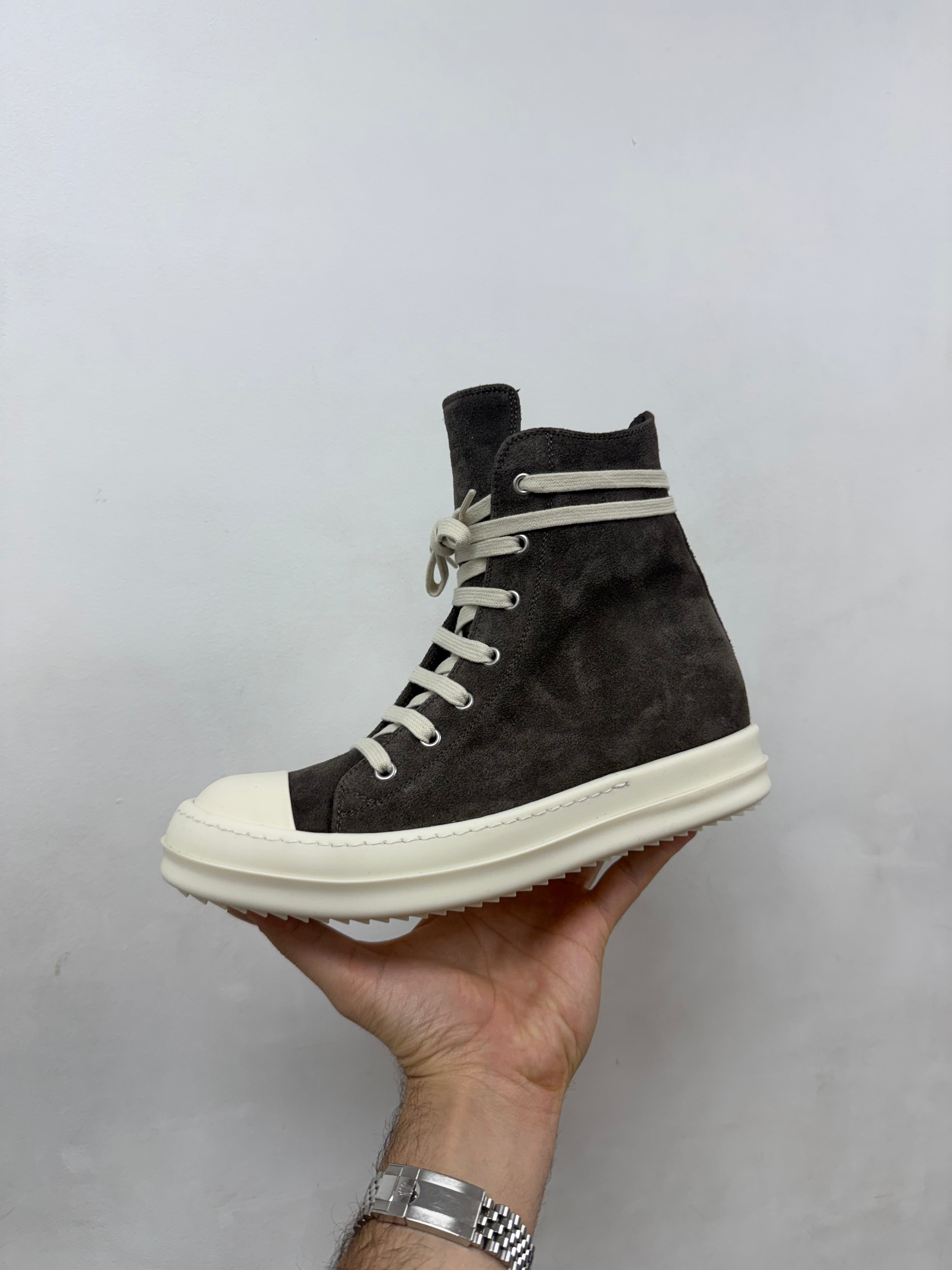 Rick Owens Dark Dust Suede Mainline Ramone High Sneakers