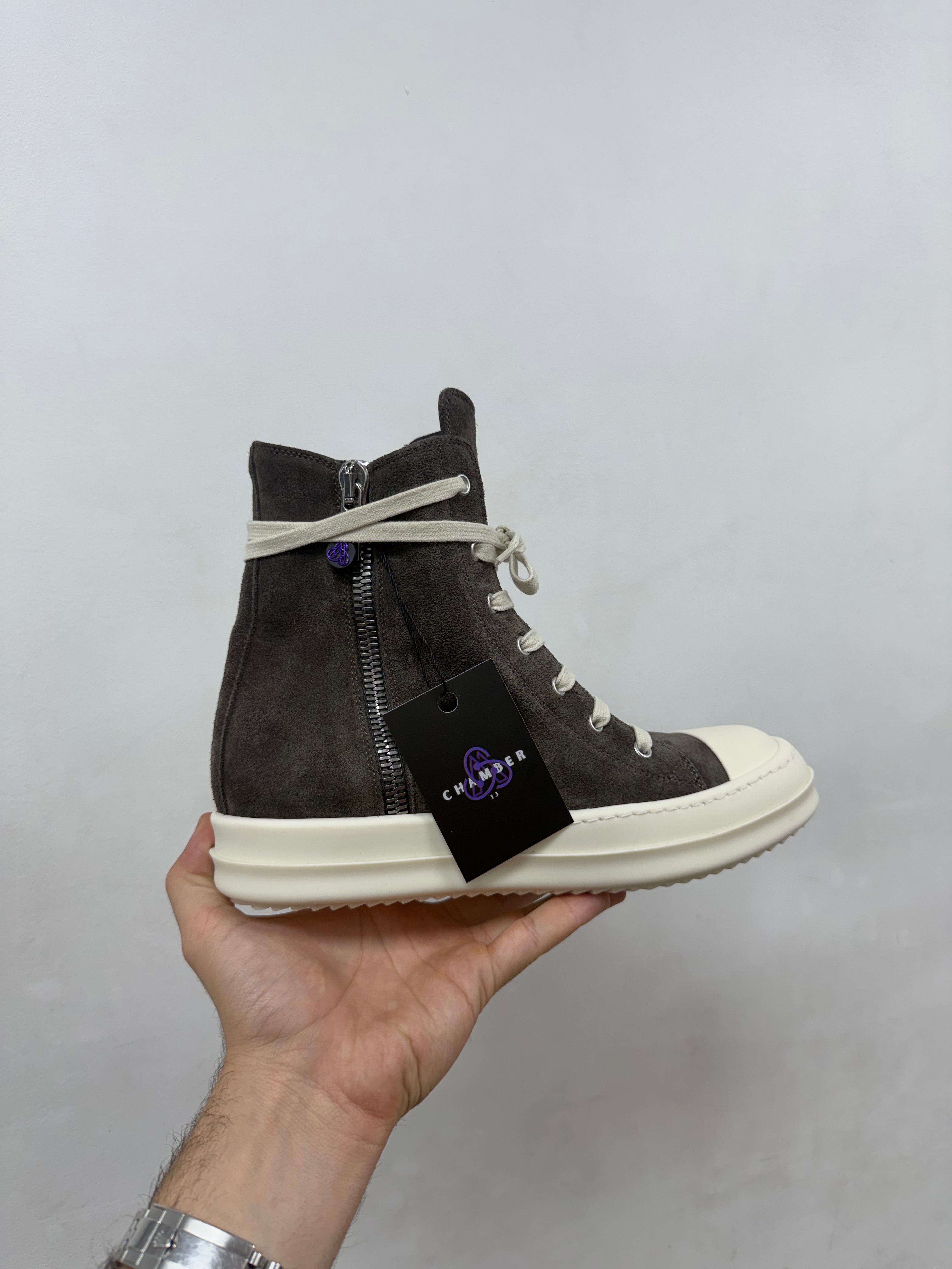 Rick Owens Dark Dust Suede Mainline Ramone High Sneakers