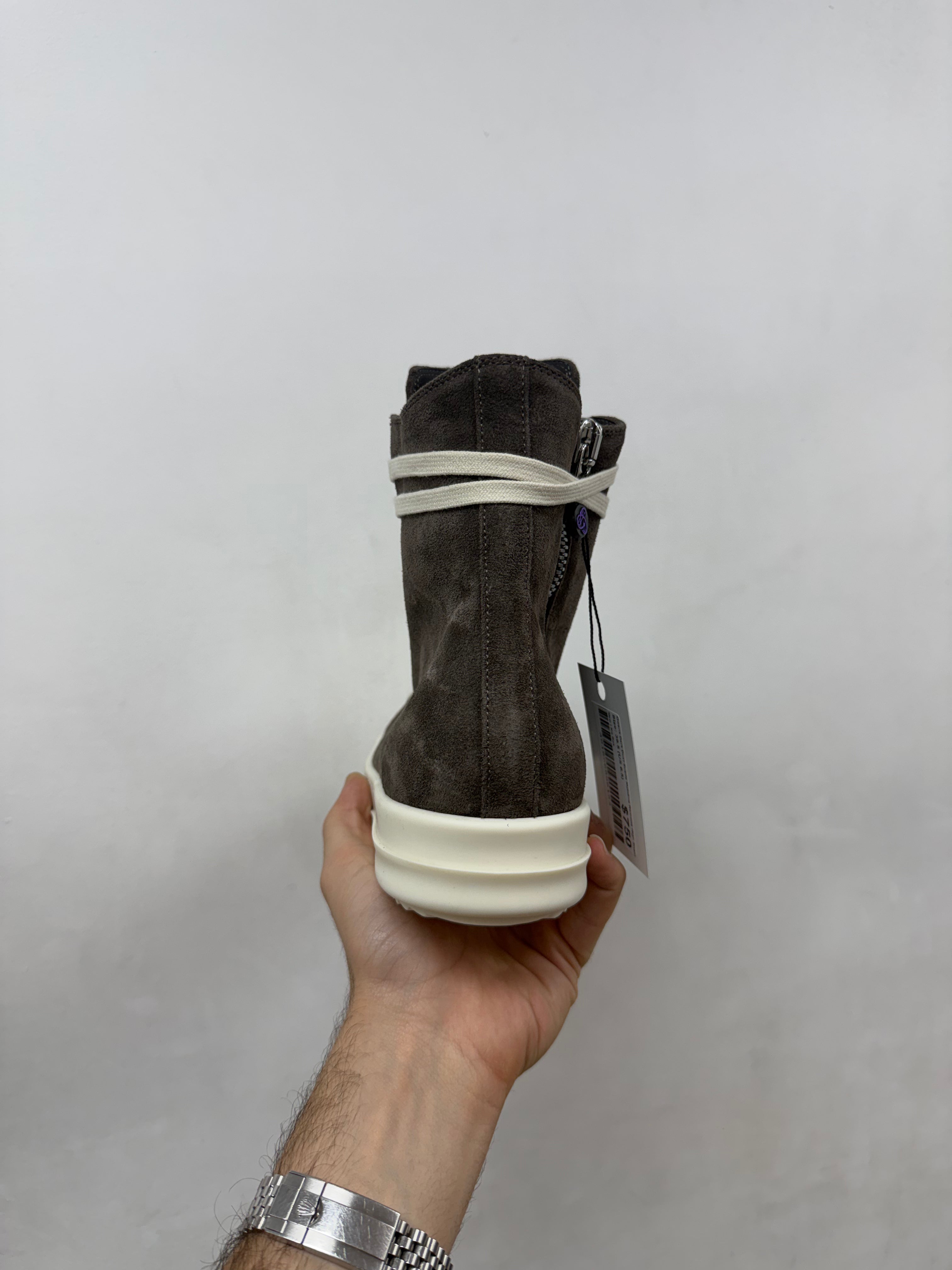 Rick Owens Dark Dust Suede Mainline Ramone High Sneakers