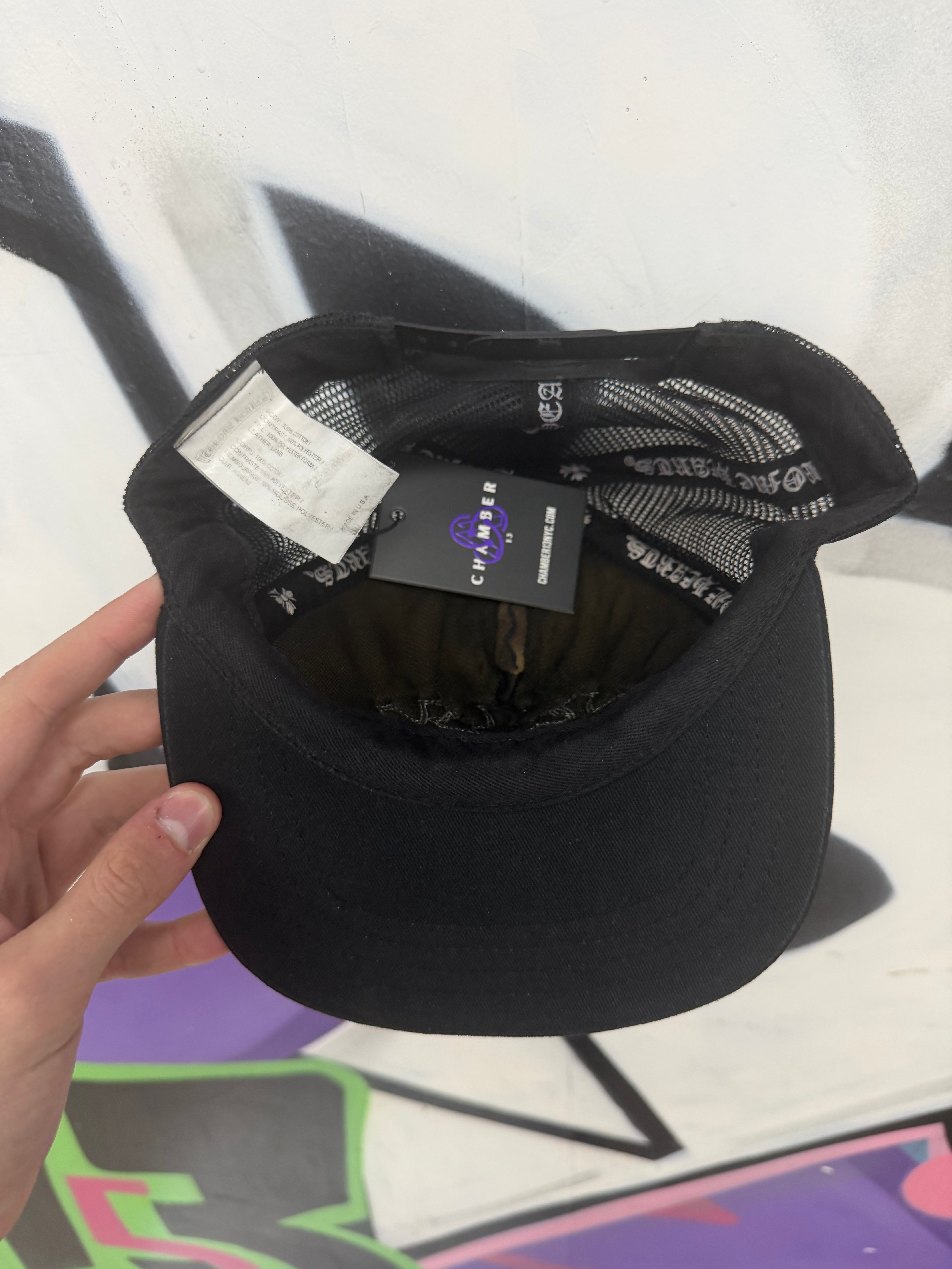 Chrome  Hearts Black White Cemetery Cross Patch Hat