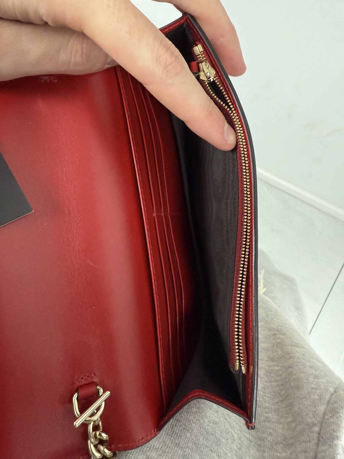 Gucci Red Monogram Clutch Bag Red Used OSFM N/A