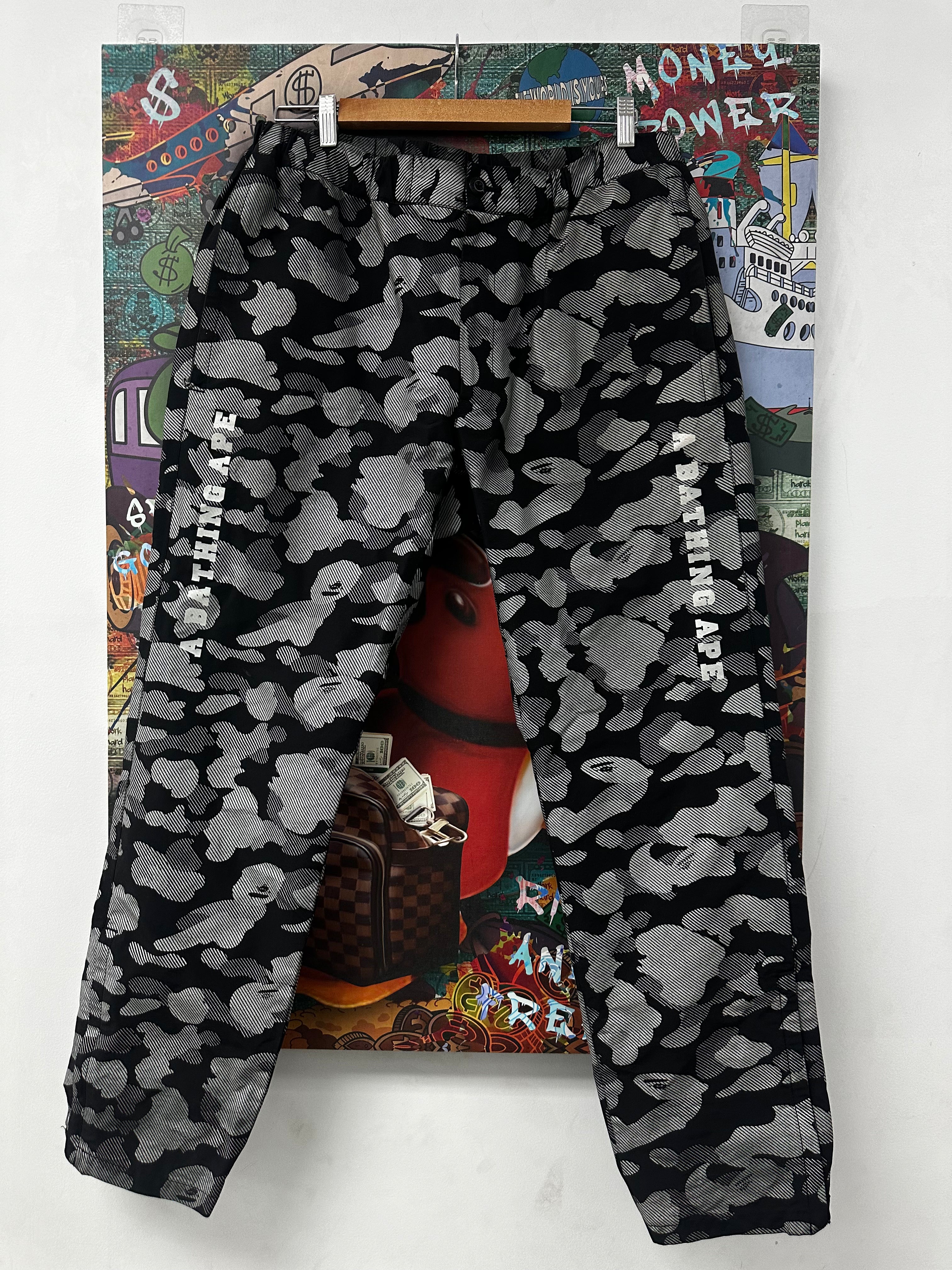 BAPE Mono Black & Silver Camo Track Pants