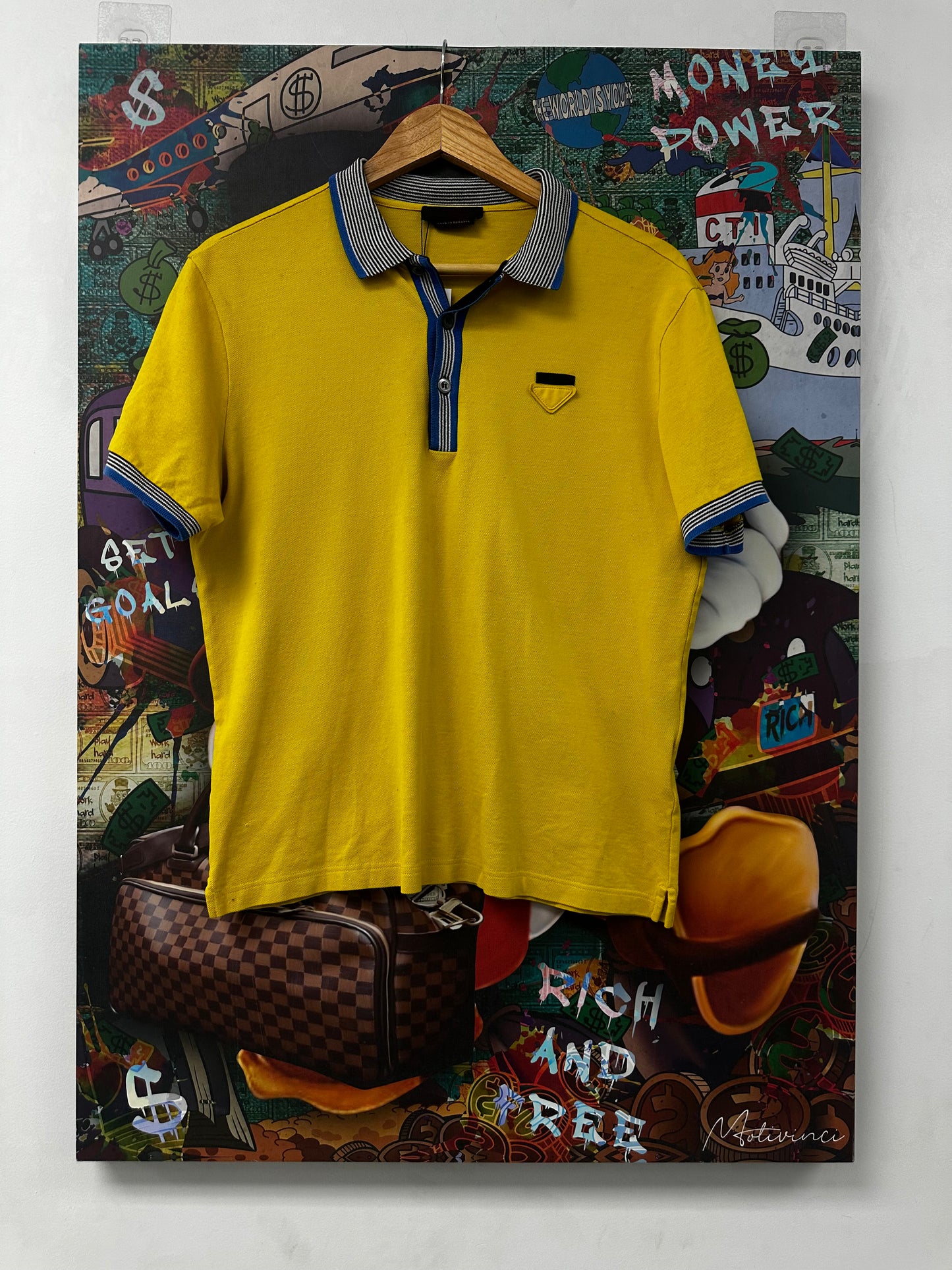 Prada Polo Blue Yellow Used Medium