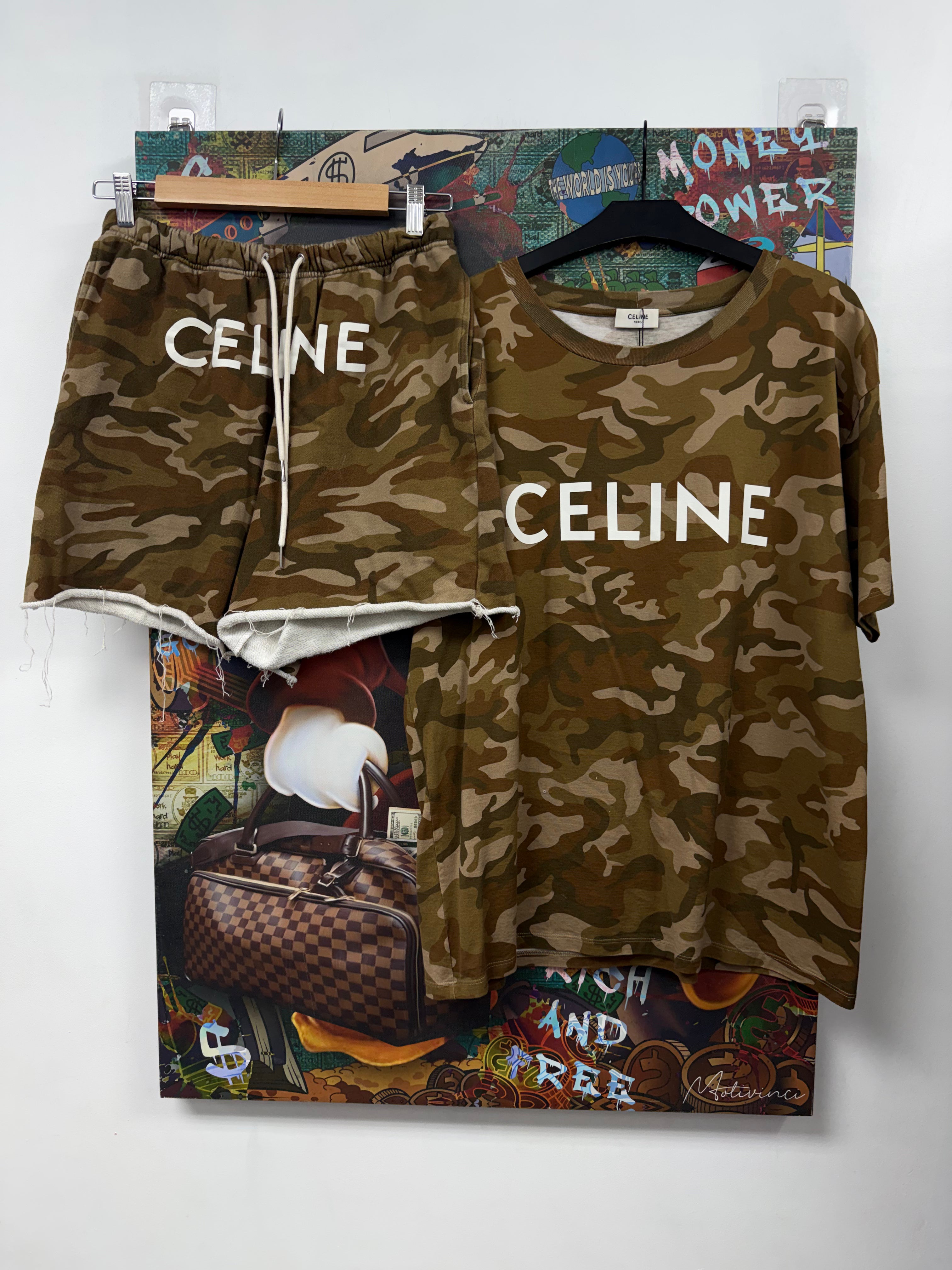 Celine Camo Classic Logo Shorts Set