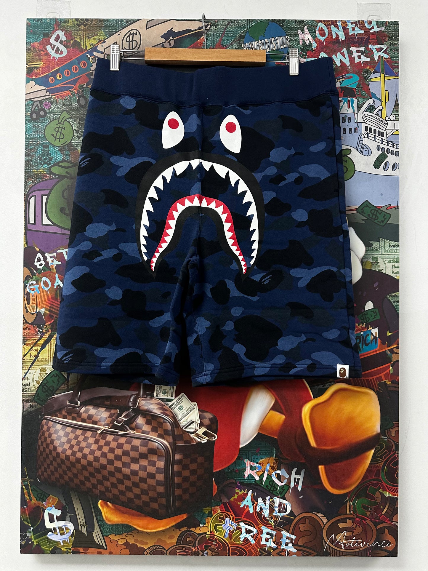 BAPE Shark Shorts Blue Camo New XXL In Plastic