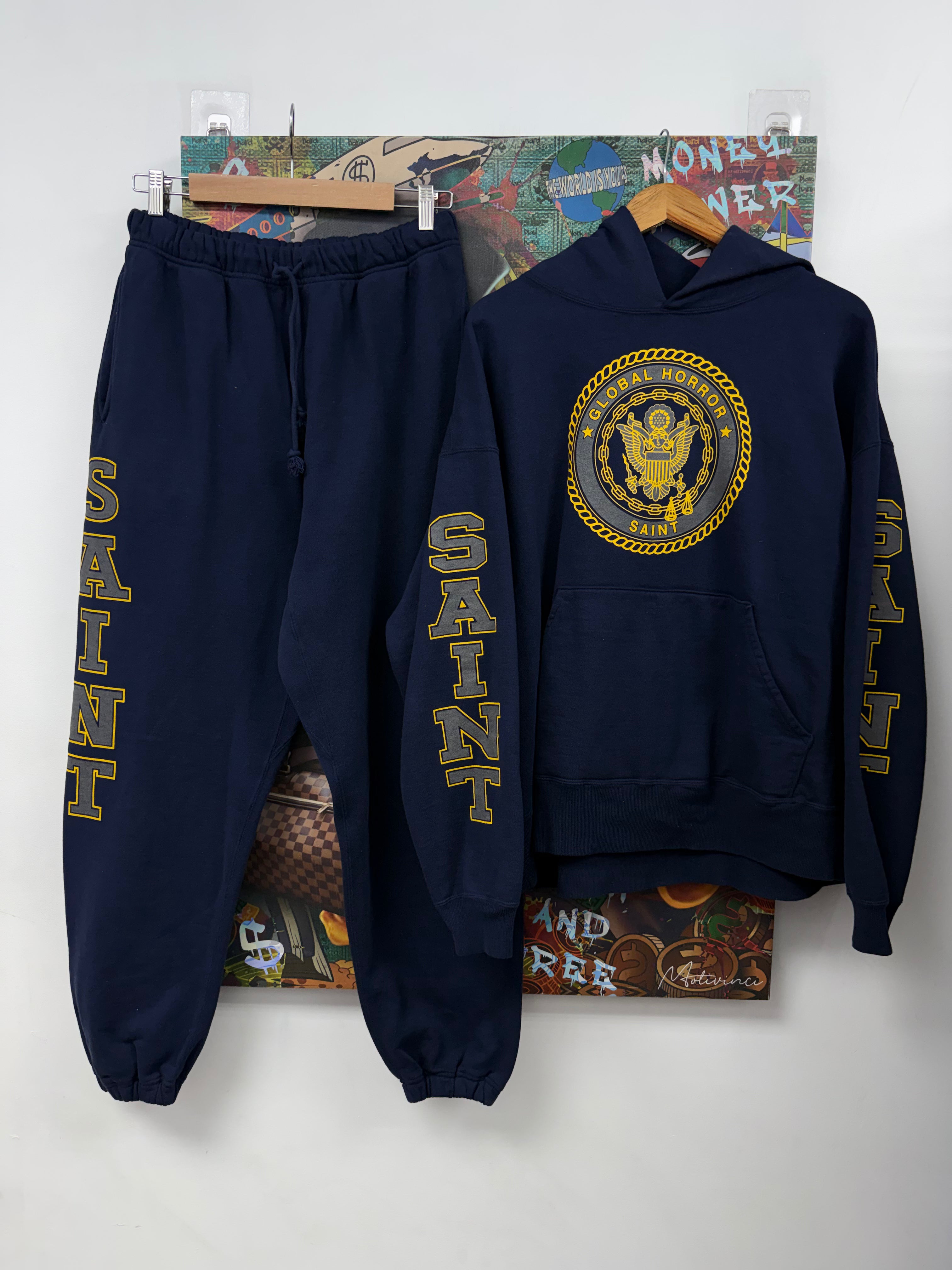 Saint Michael Navy Yellow Global Horror Sweatsuit