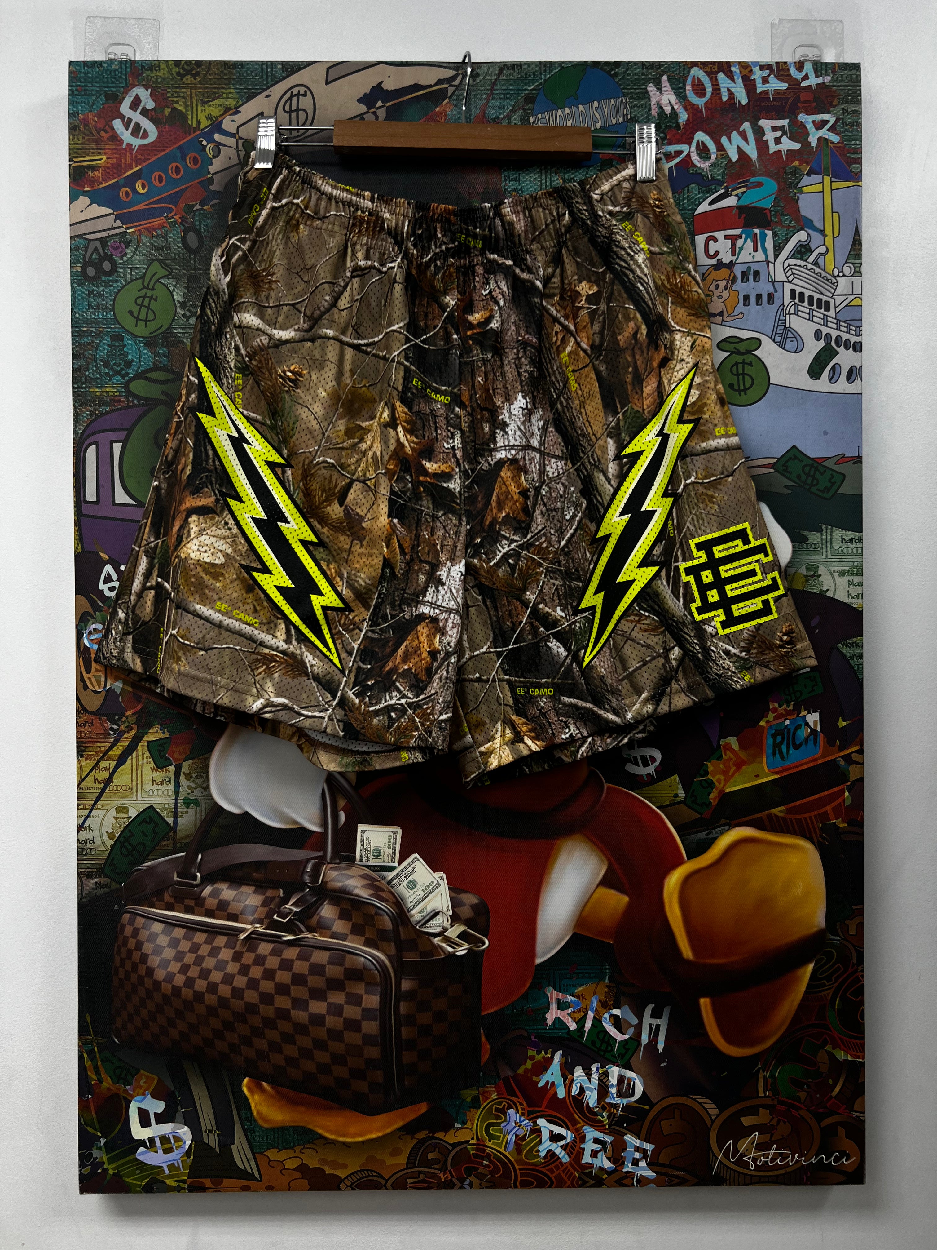 Eric Emanuel Reatree Camo Neon Bolt Shorts