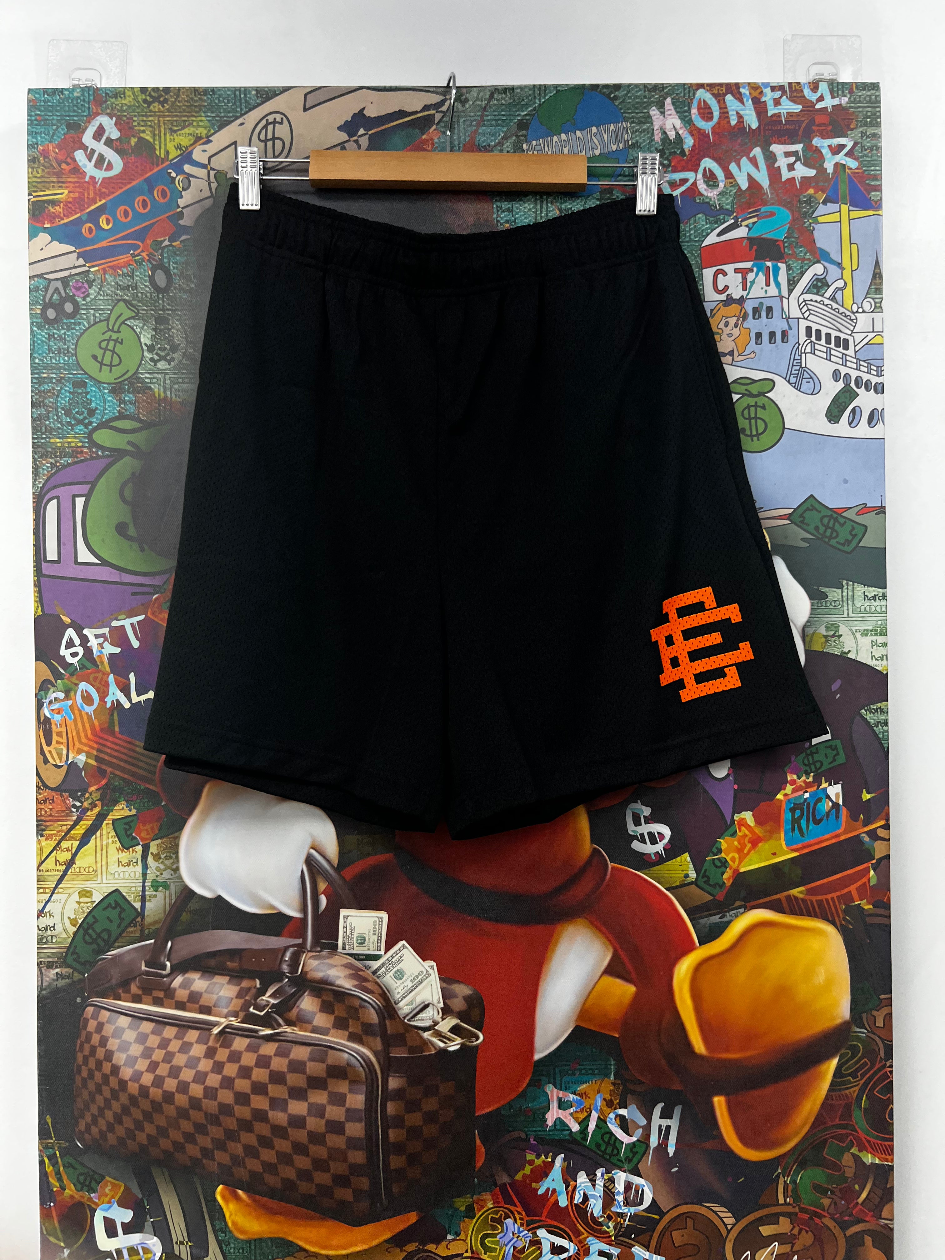 Eric Emanuel Black Orange Basics Shorts