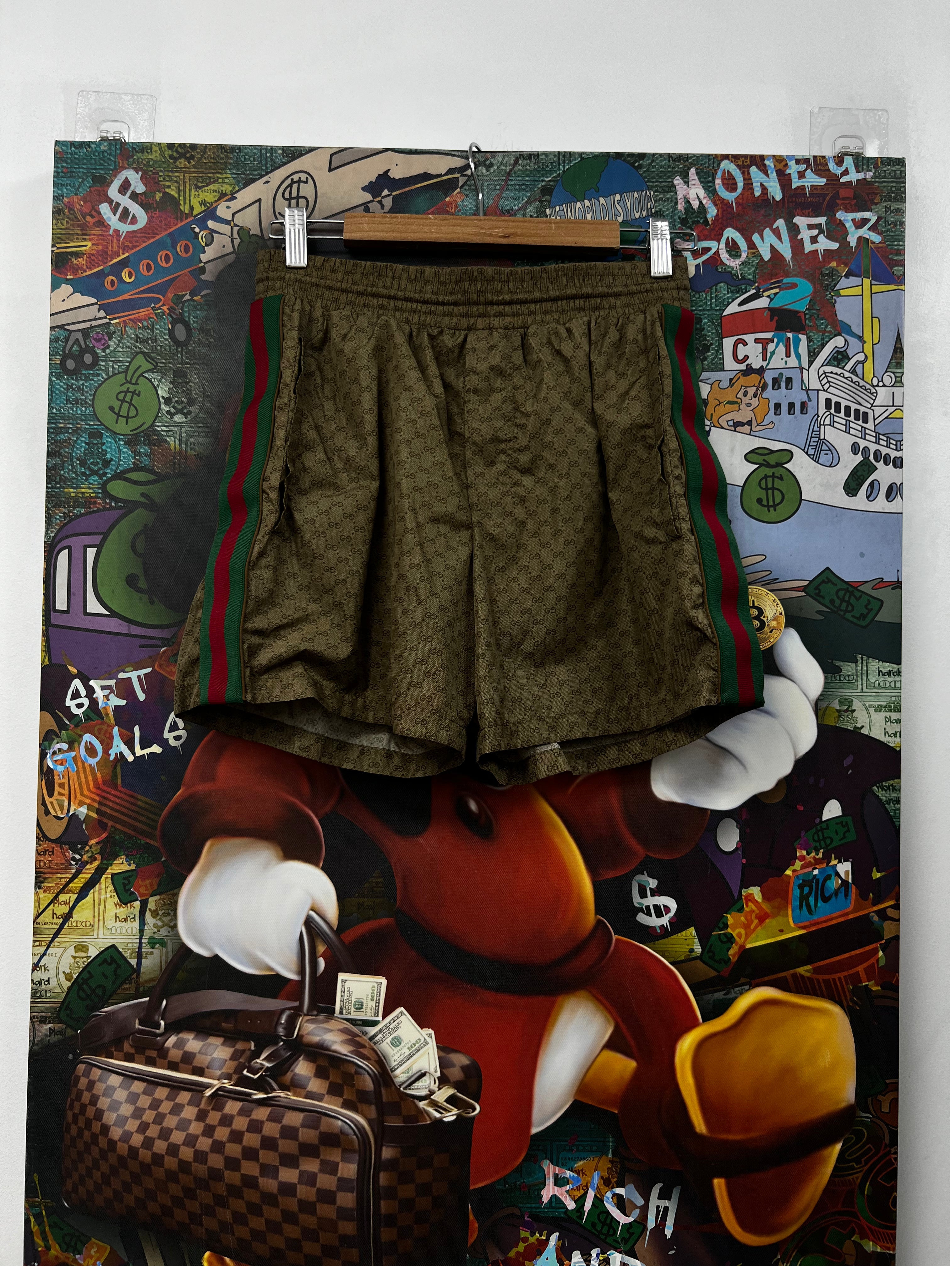 Gucci Brown Monogram Swim Trunks