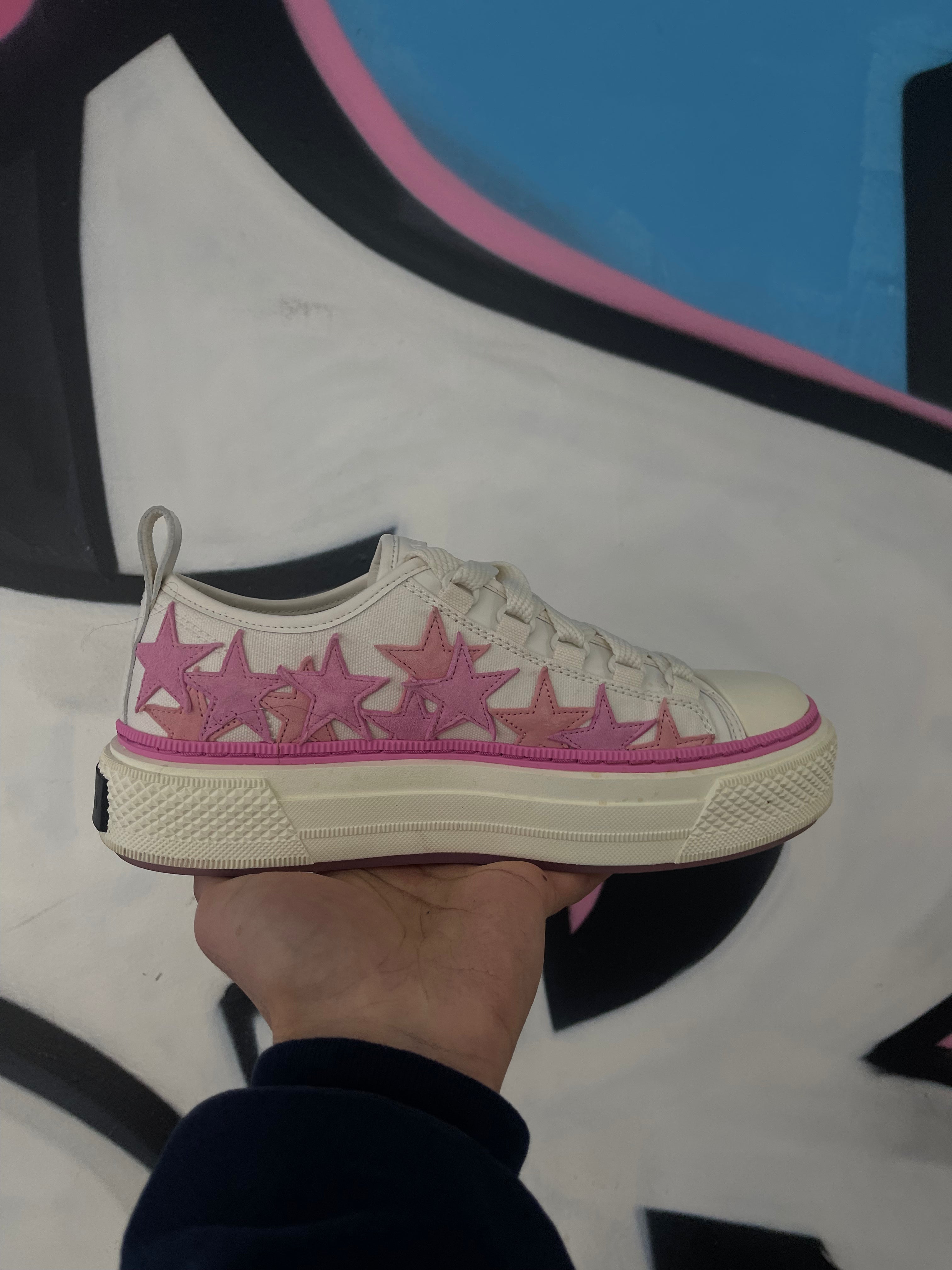 Amiri White Pink Stars Court Low Sneakers