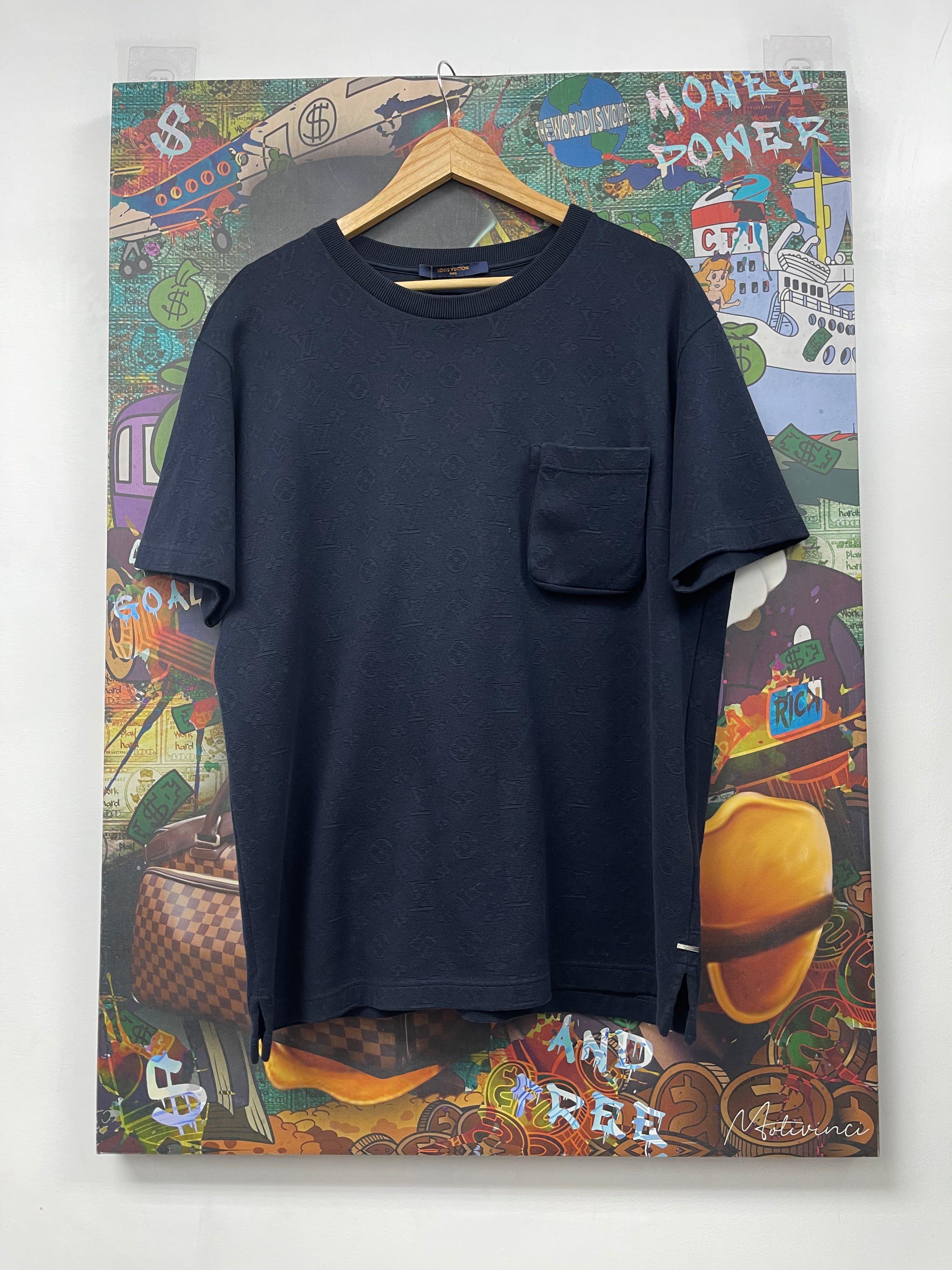 Louis Vuitton Navy Pocket Logo Monogram Tee
