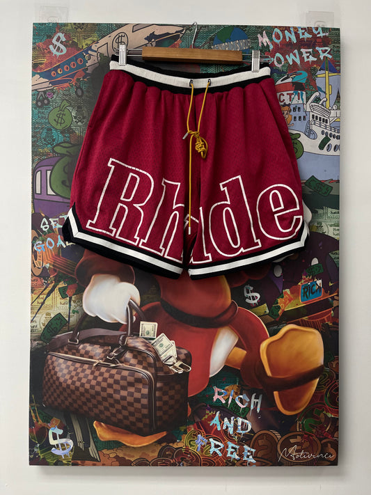 Rhude Classic Logo Mesh Shorts Burgundy Used
