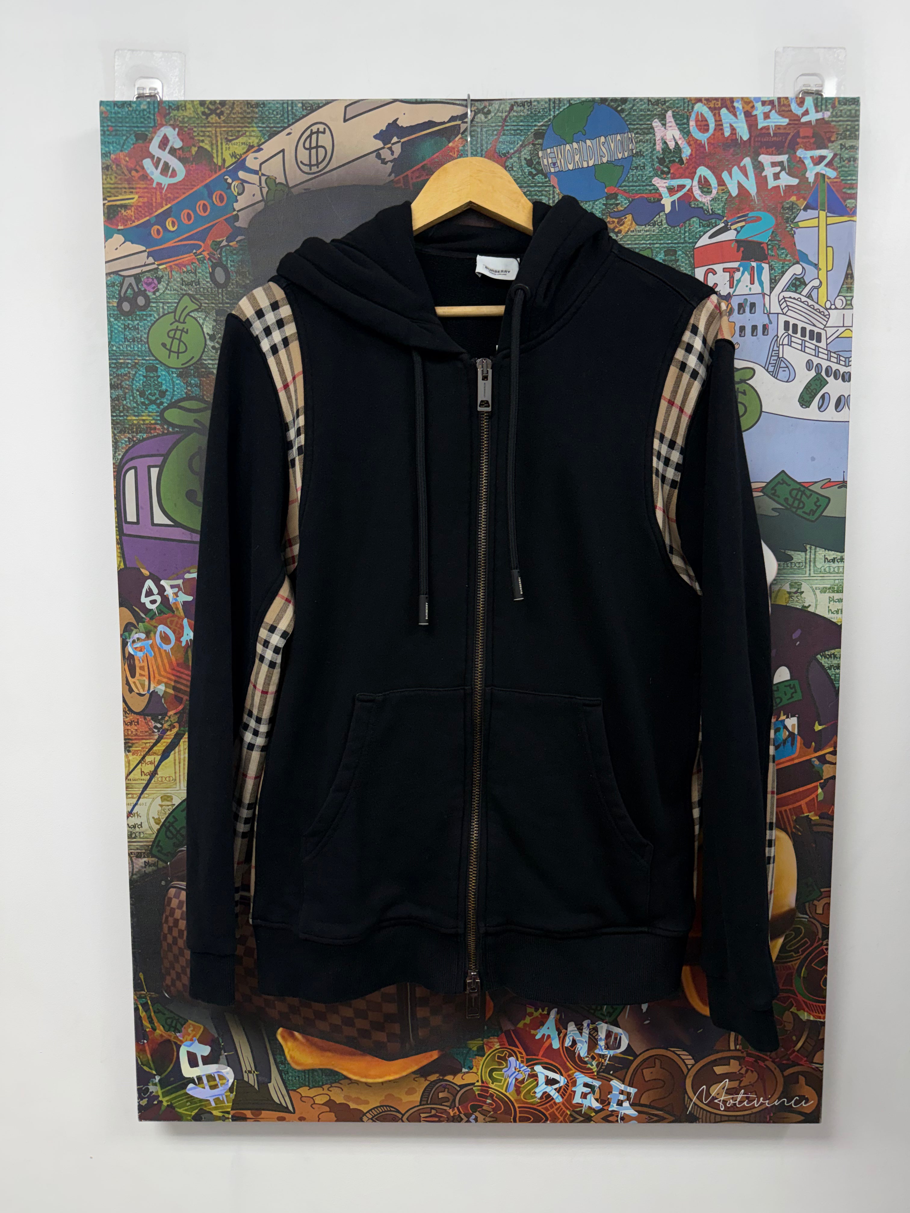 Burberry Black Brown Plaid Monogram Zip Up