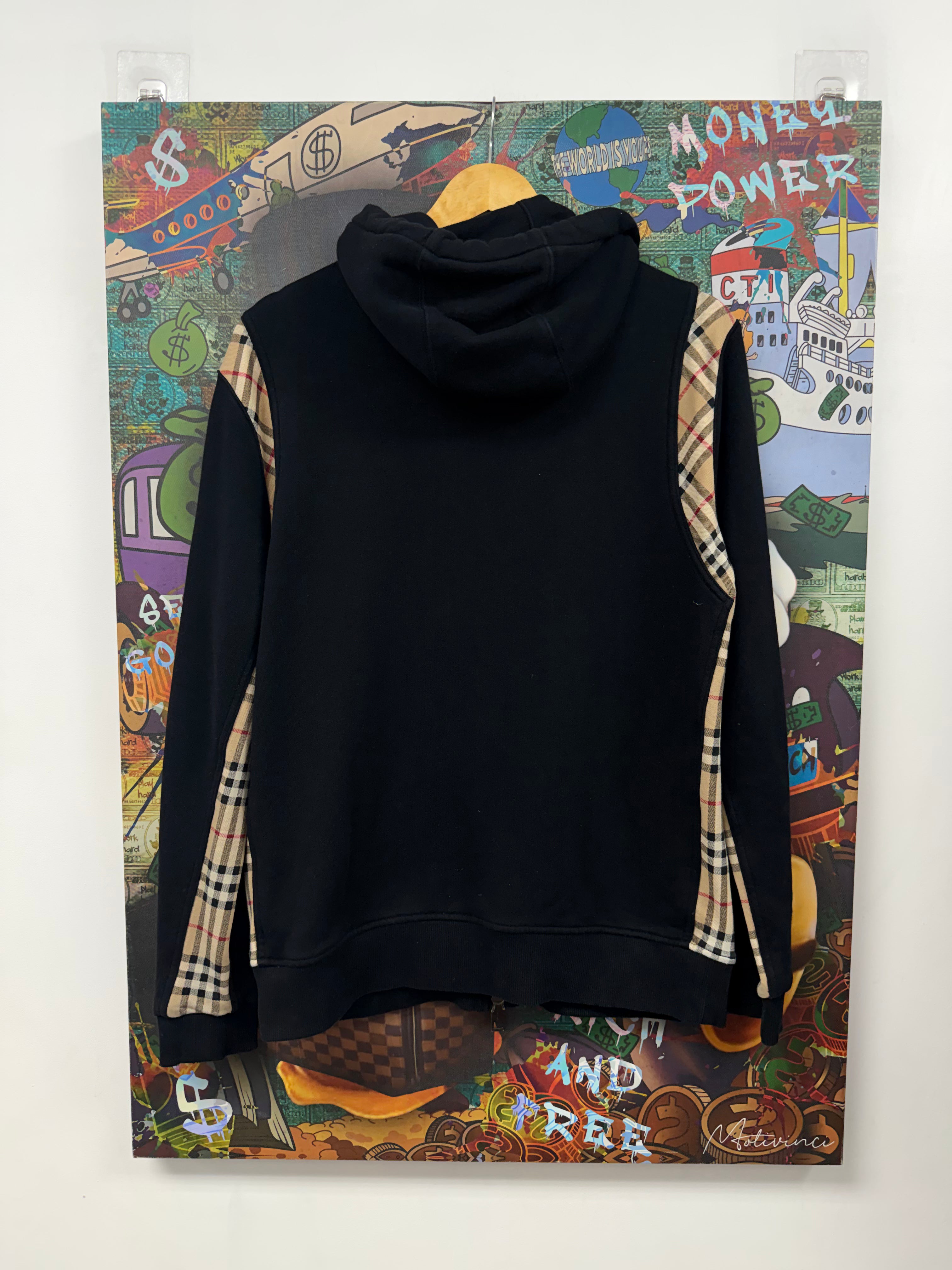 Burberry Black Brown Plaid Monogram Zip Up