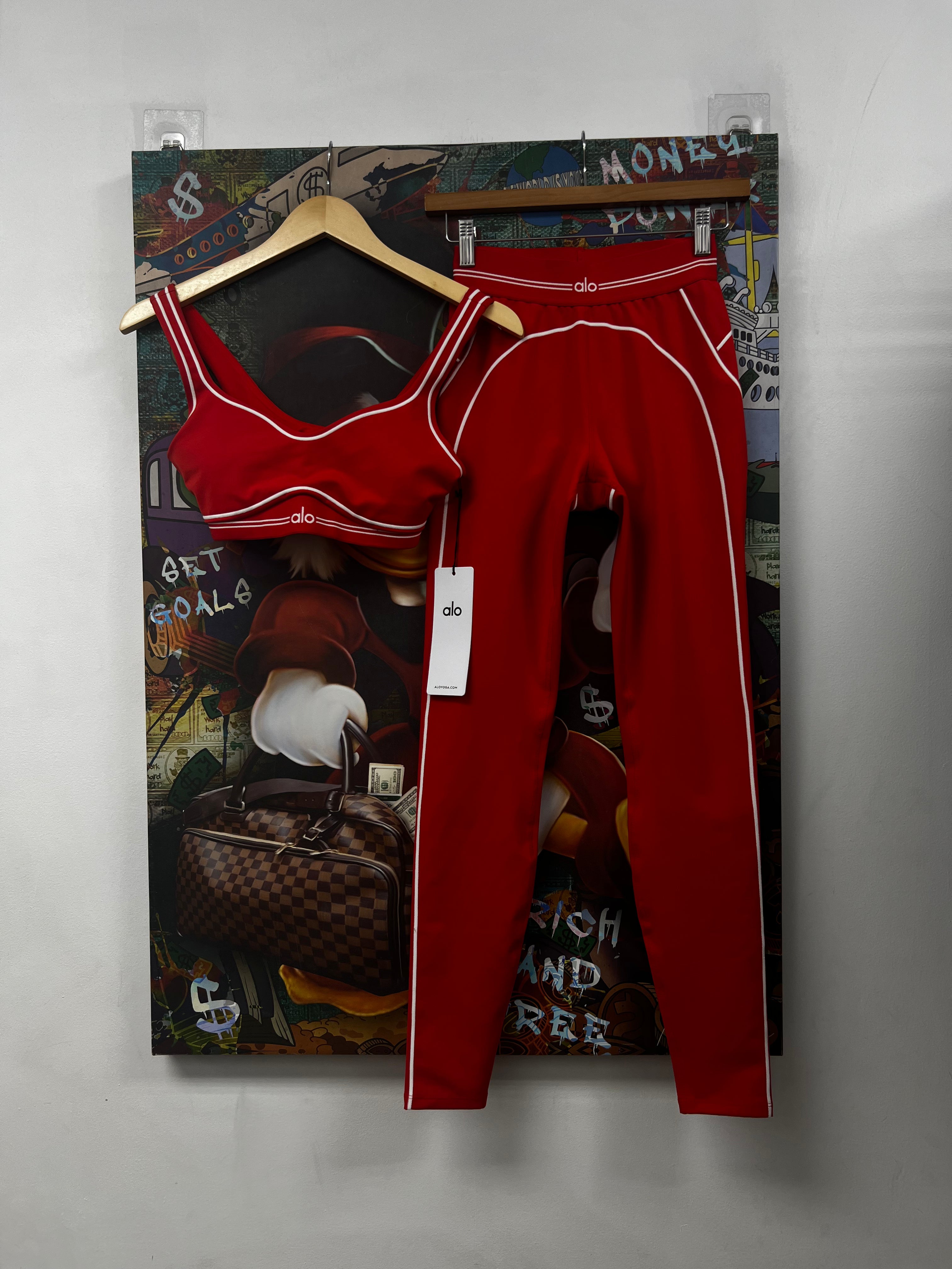Alo Red White Yoga Set
