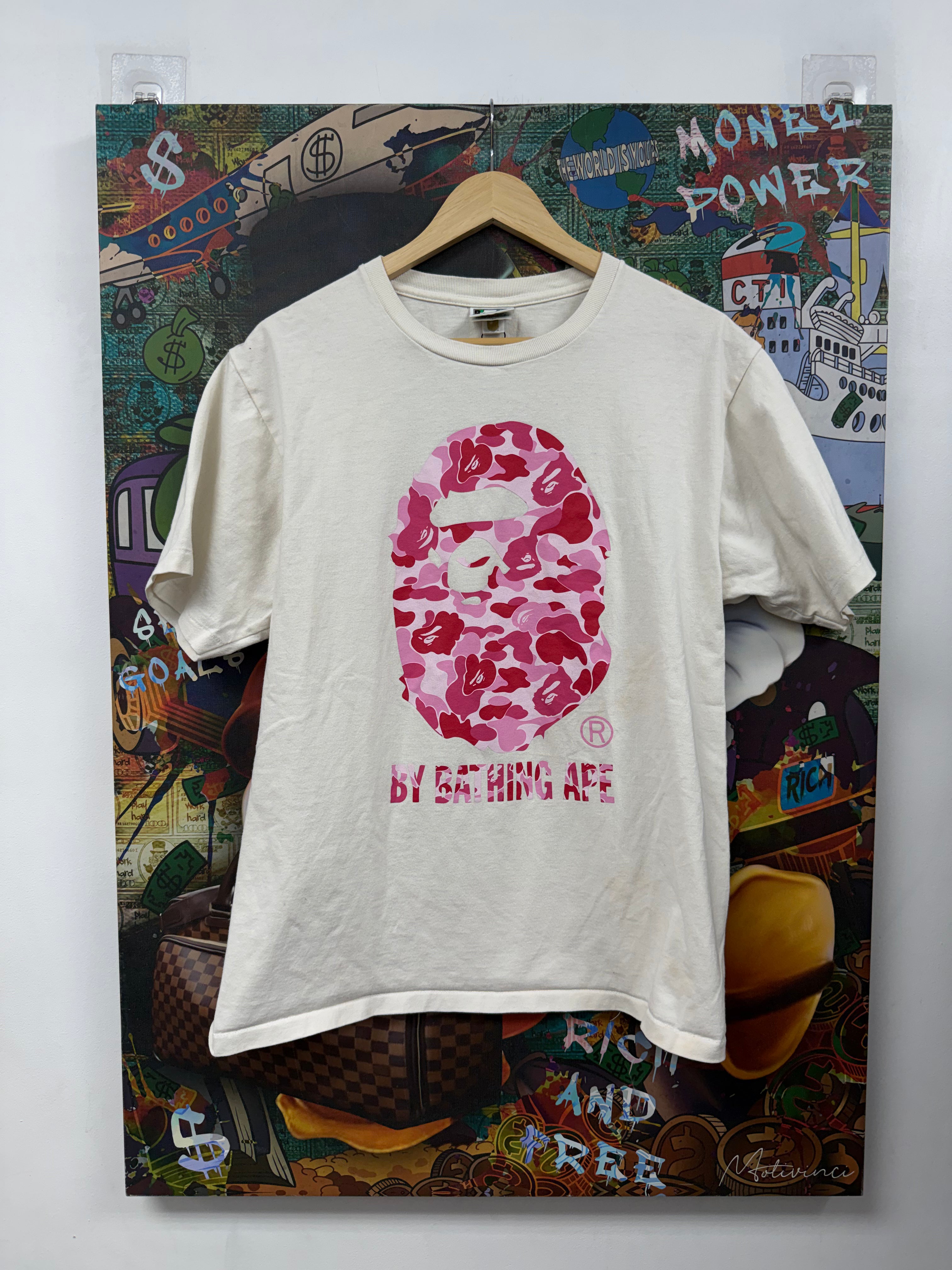 BAPE White Pink Camo Head Tee